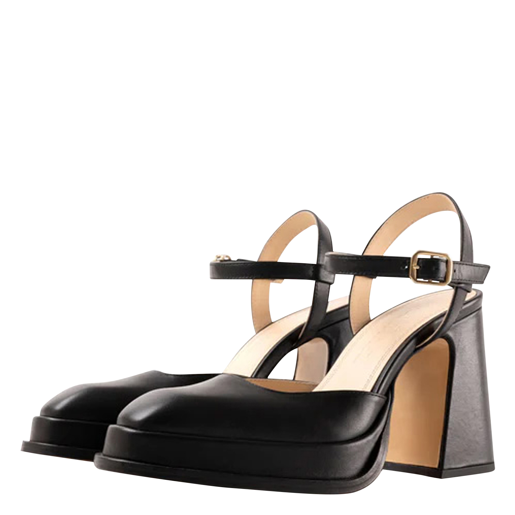 Escarpins à bout carré en cuir vernis SOULIER MARTINEZ Noir