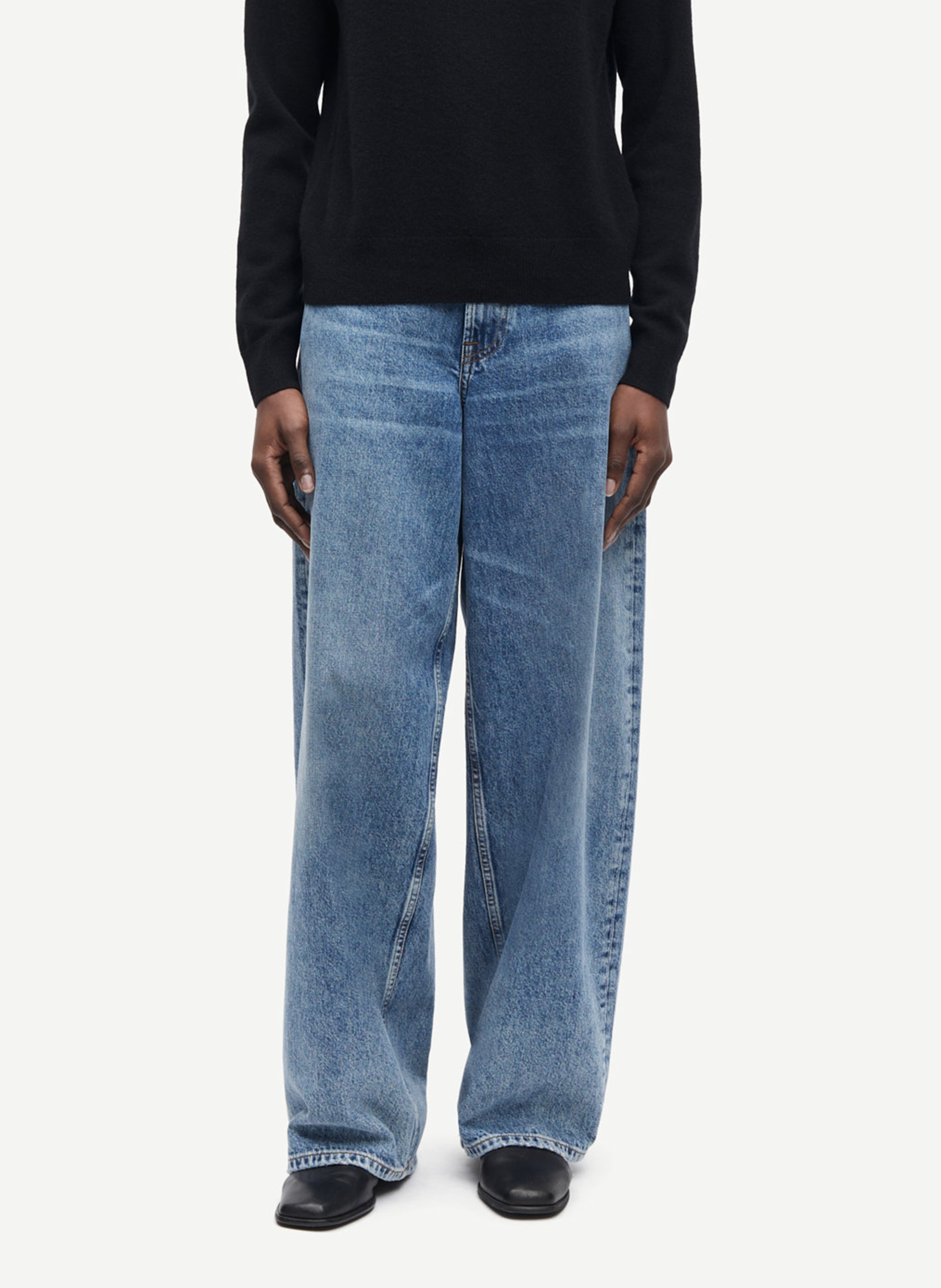 Jean ample droit taille haute en coton bio  SAMSOE SAMSOE Bleu