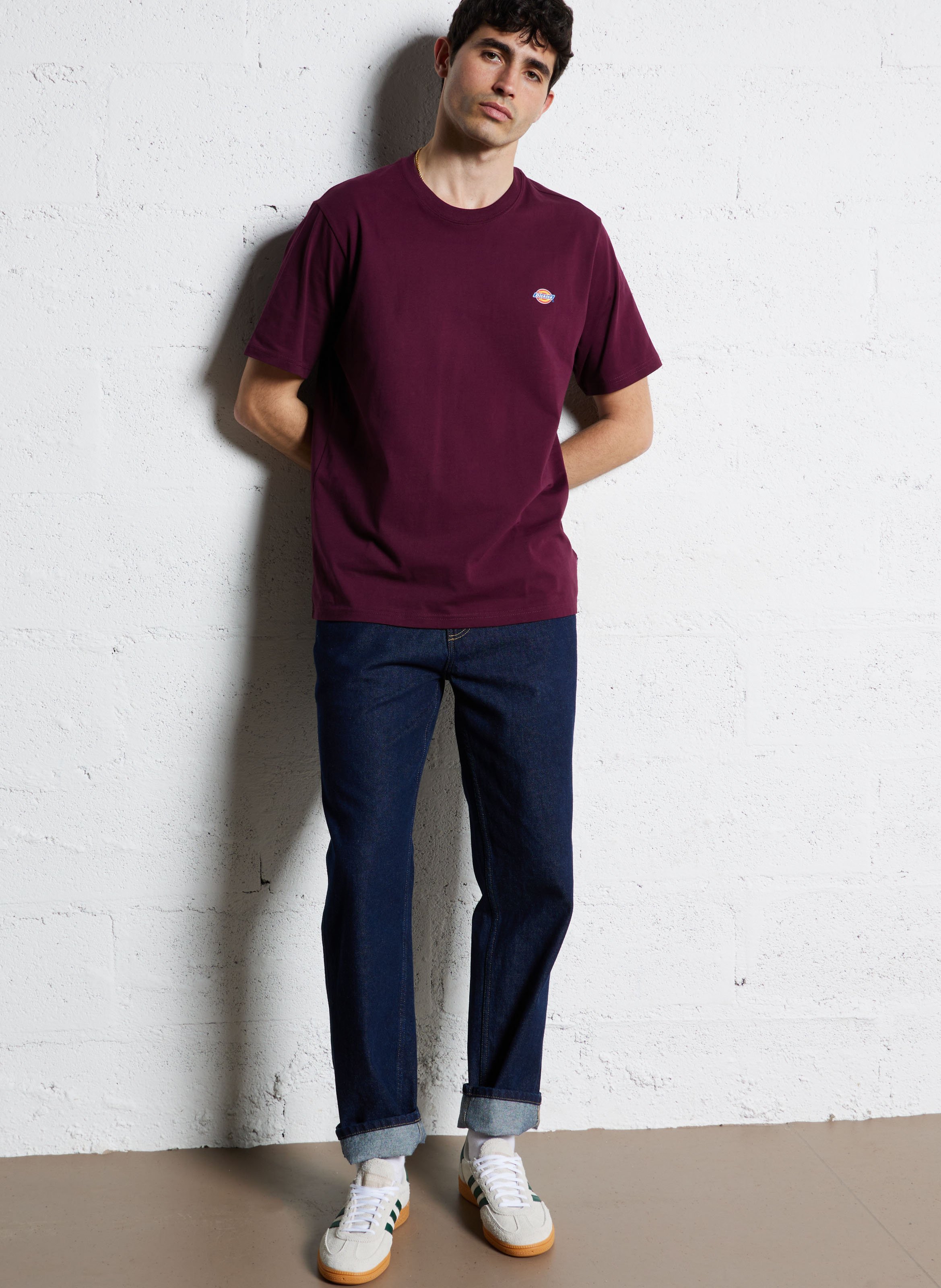Tee-shirt droit col rond en coton DICKIES Marron