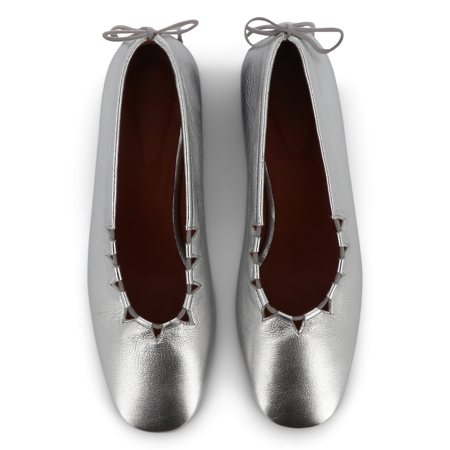 Heeled leather ballet pumps SOCQUE PARIS Silver