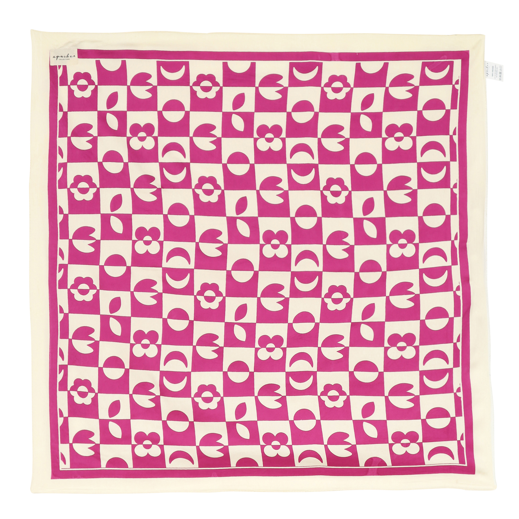 Square scarf with patterns APACHES COLLECTIONS Pink
