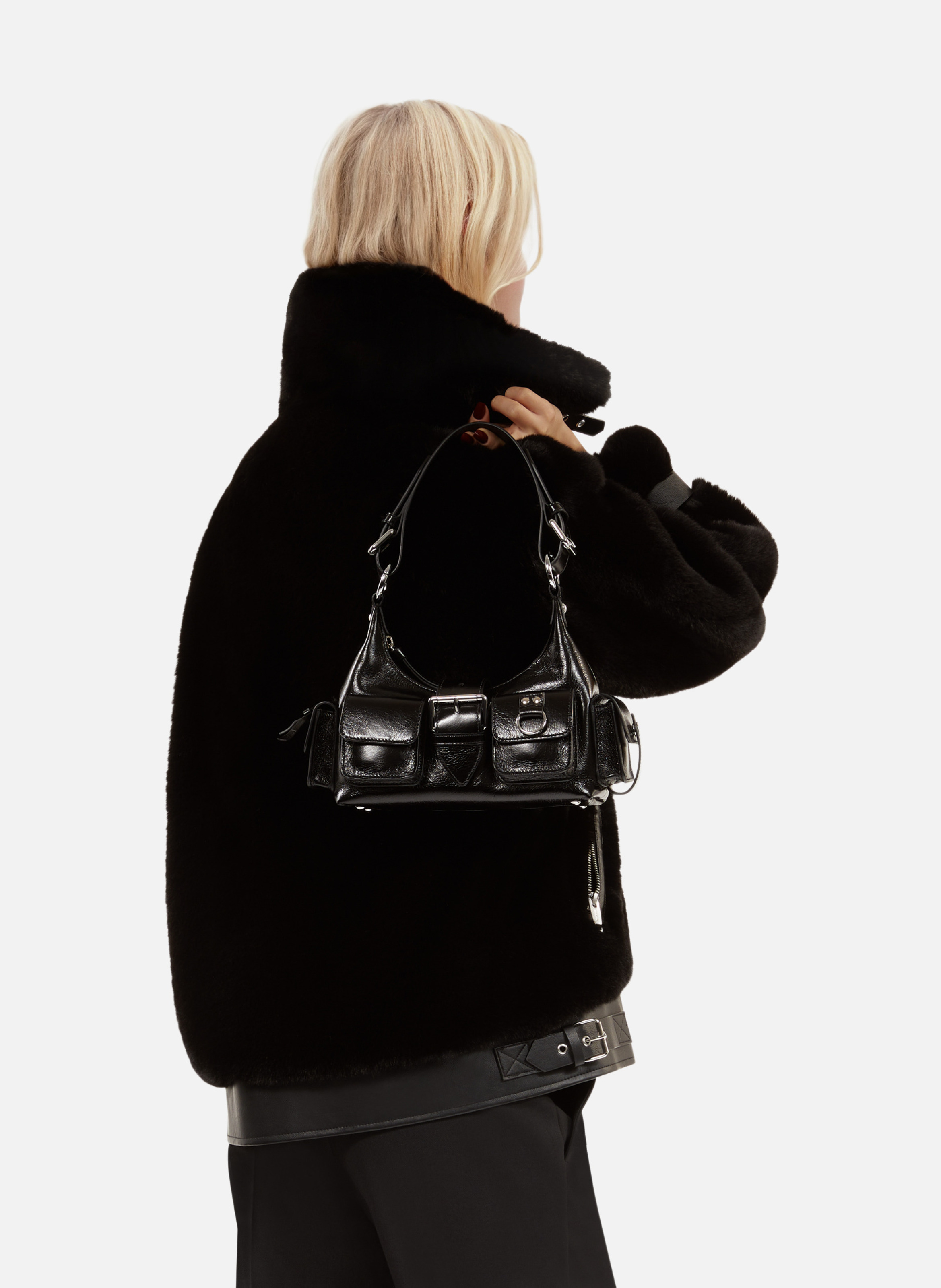 Amelia small cracked leather bag THE KOOPLES Black