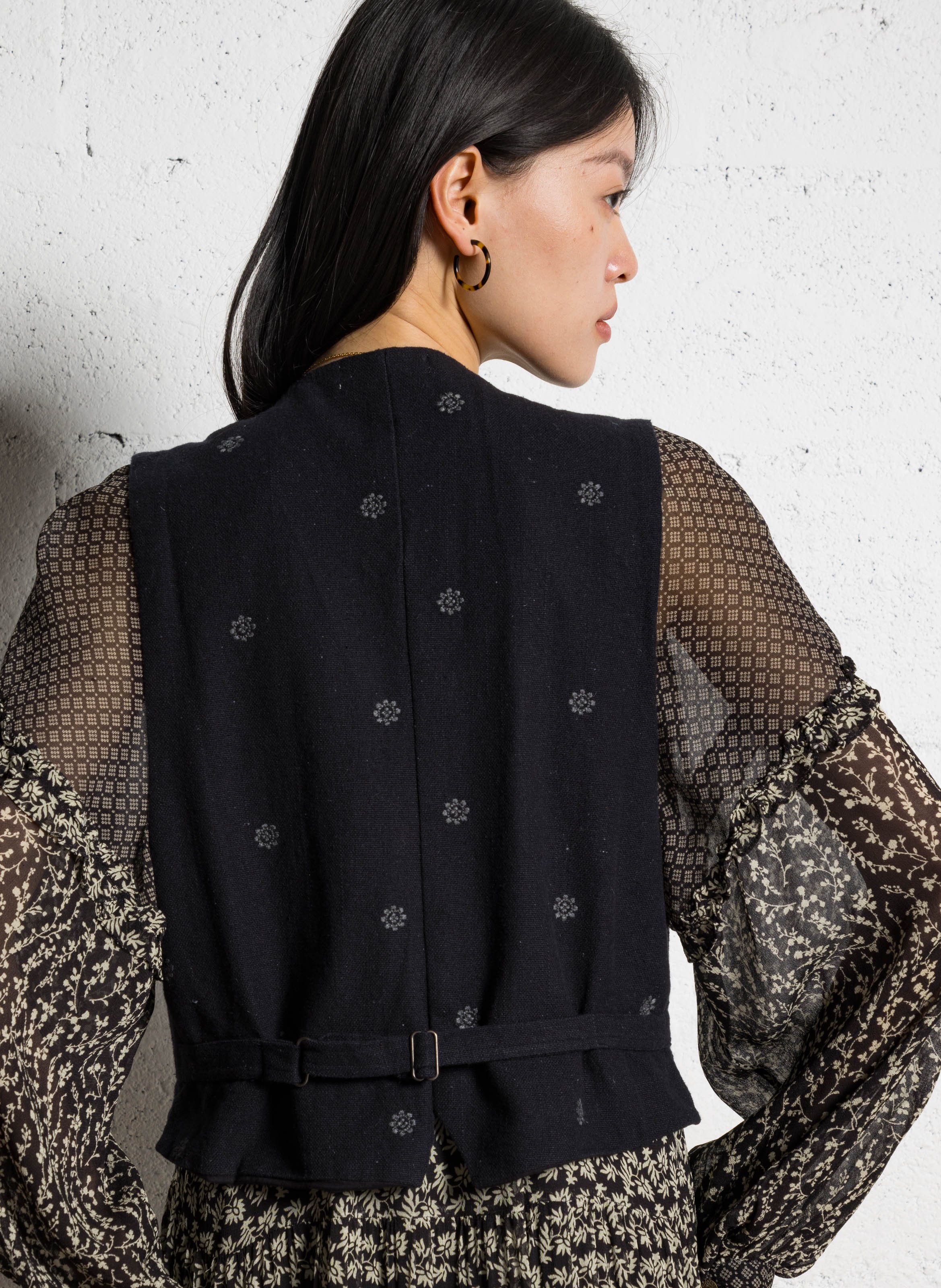 Veste décolleté plongeant en coton Noir
