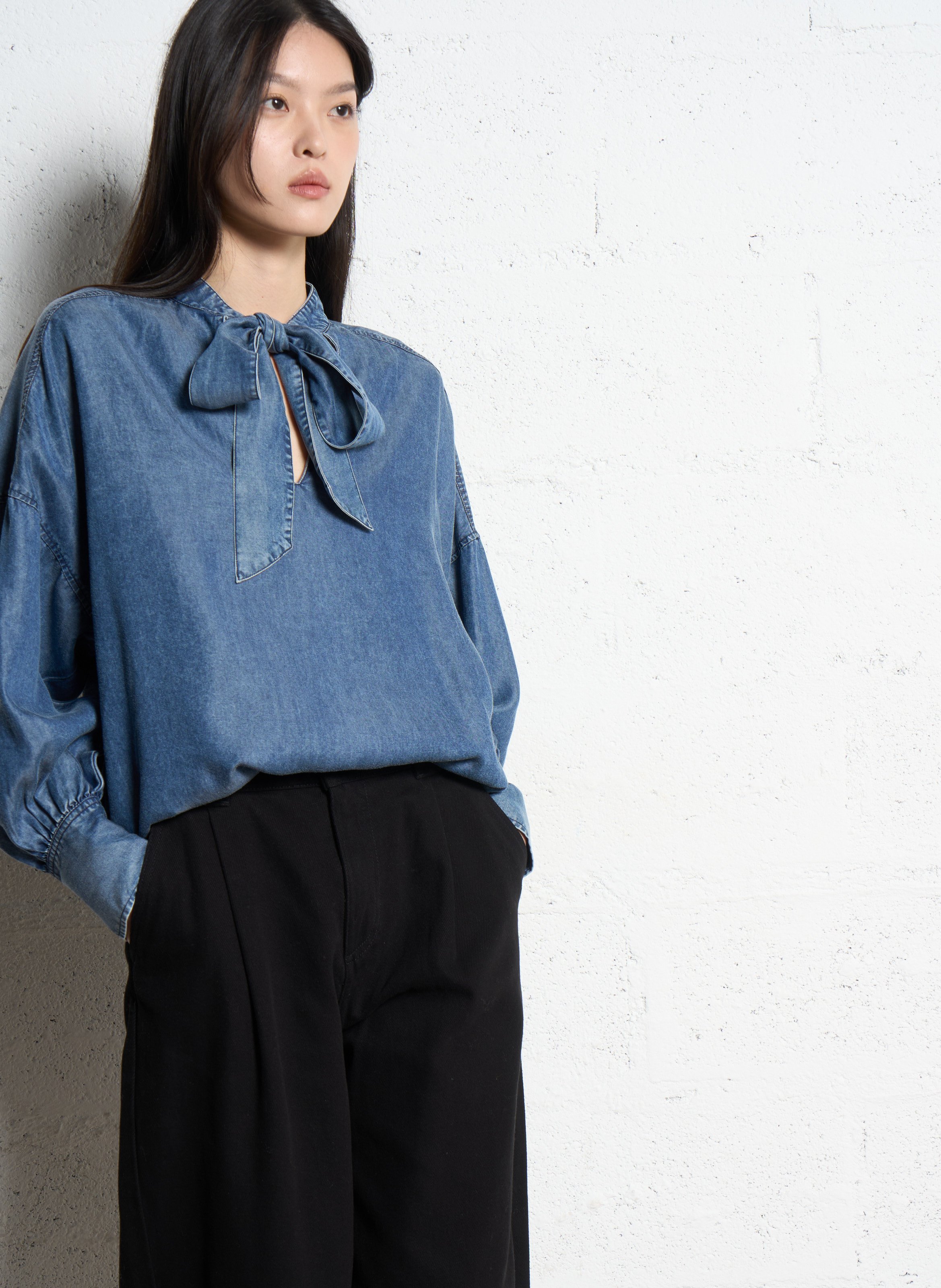 Oversize-Bluse aus Denim IKKS Blau