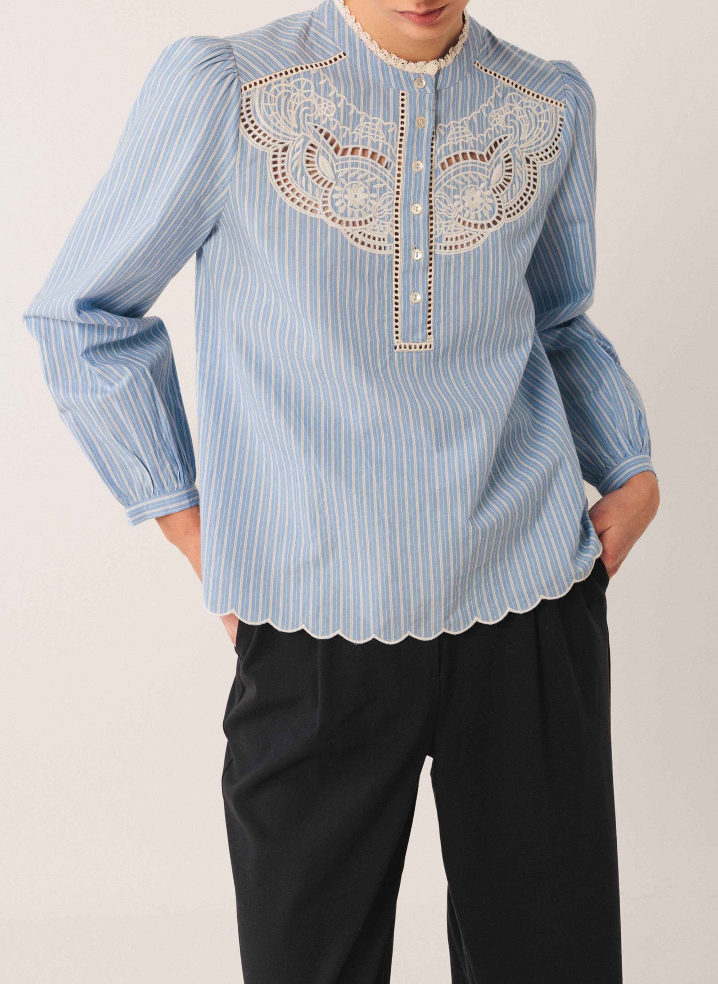 Round-neck cotton blouse INDI &amp; COLD