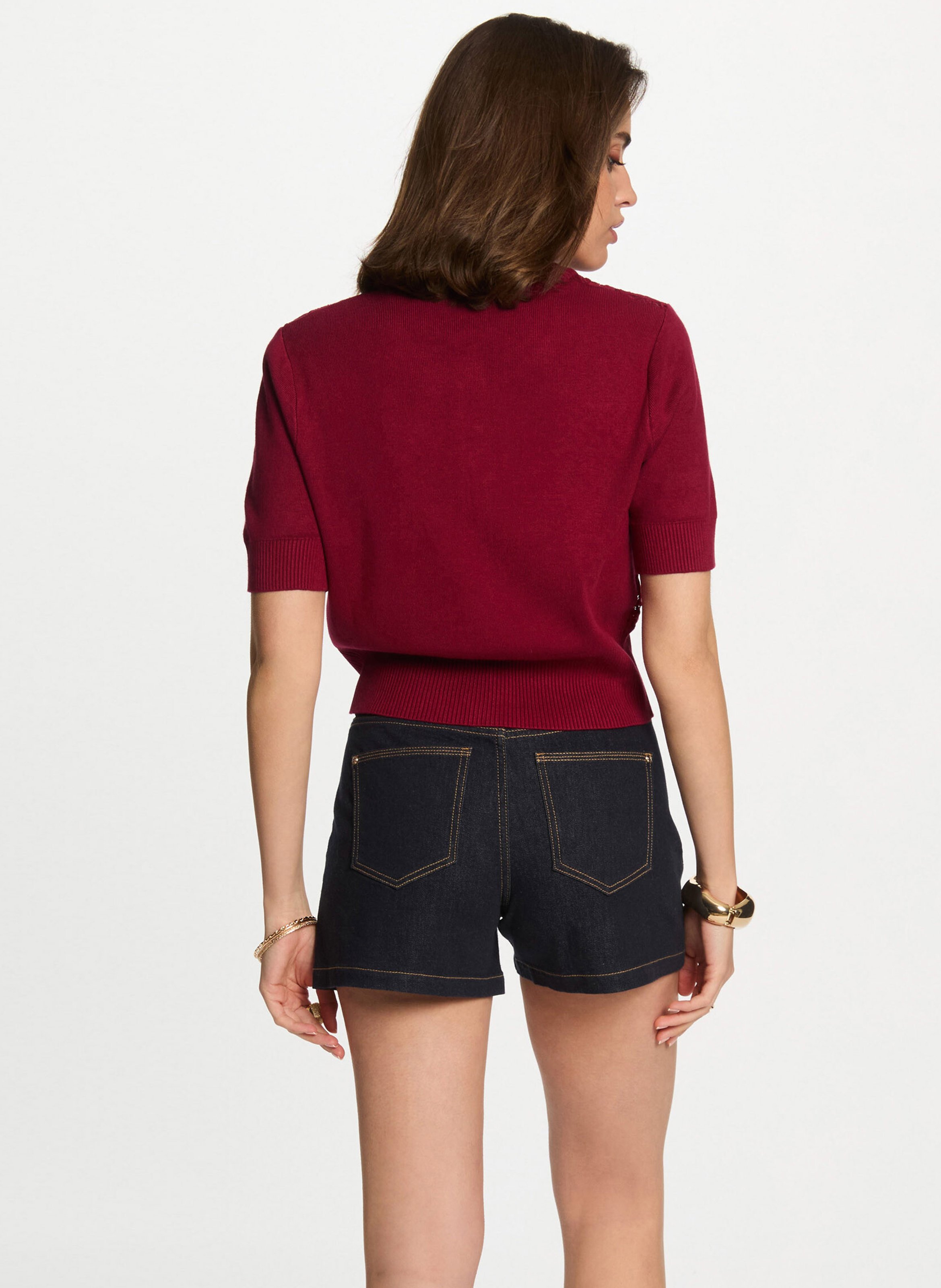 Round-neck cardigan MORGAN Red