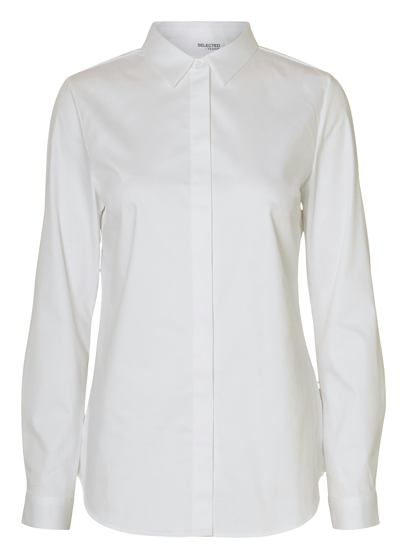 Organic cotton-blend shirt with classic collar SELECTED White