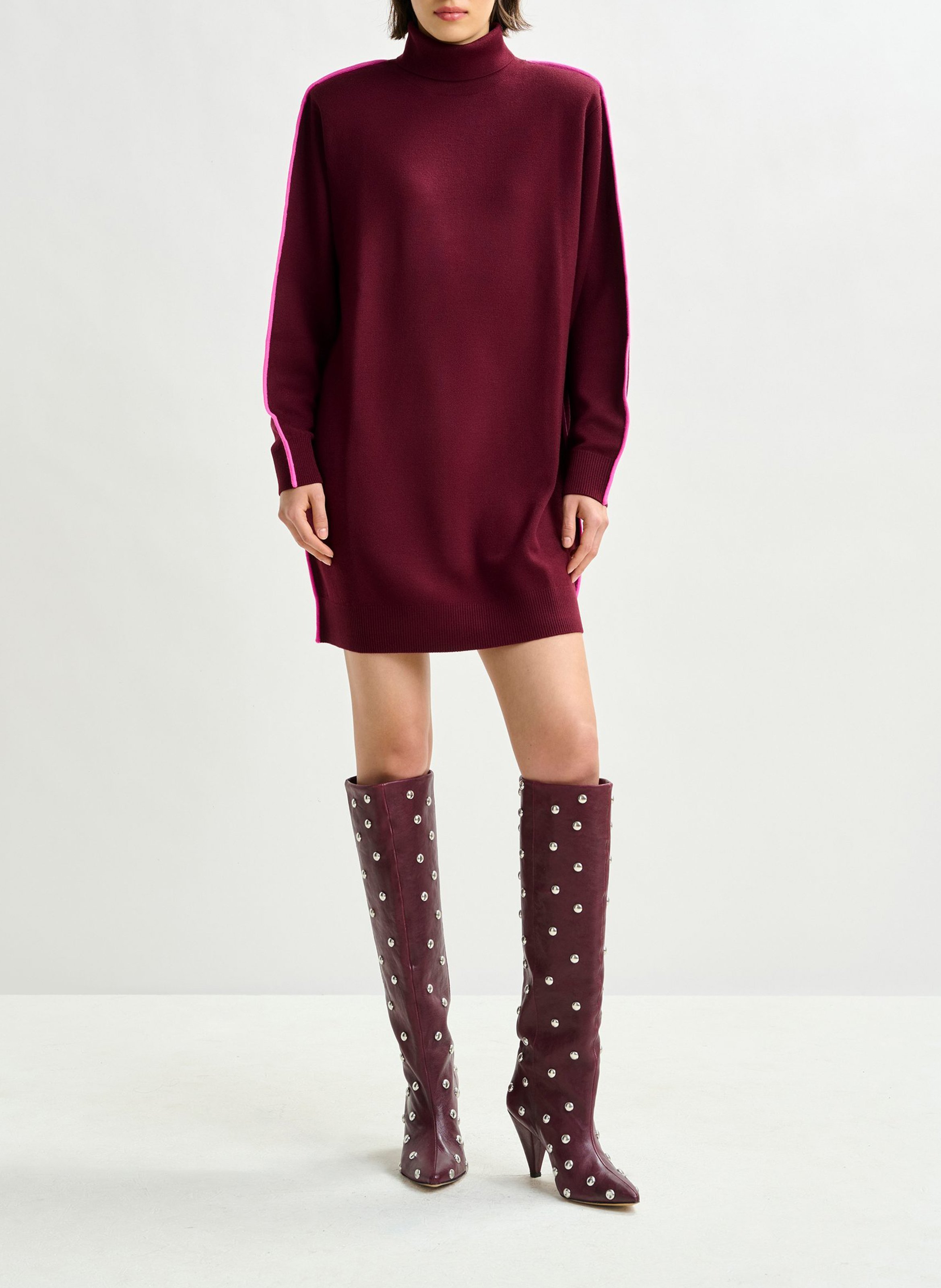 Robe col roulé tricotée en maille fine ESSENTIEL ANTWERP Rouge