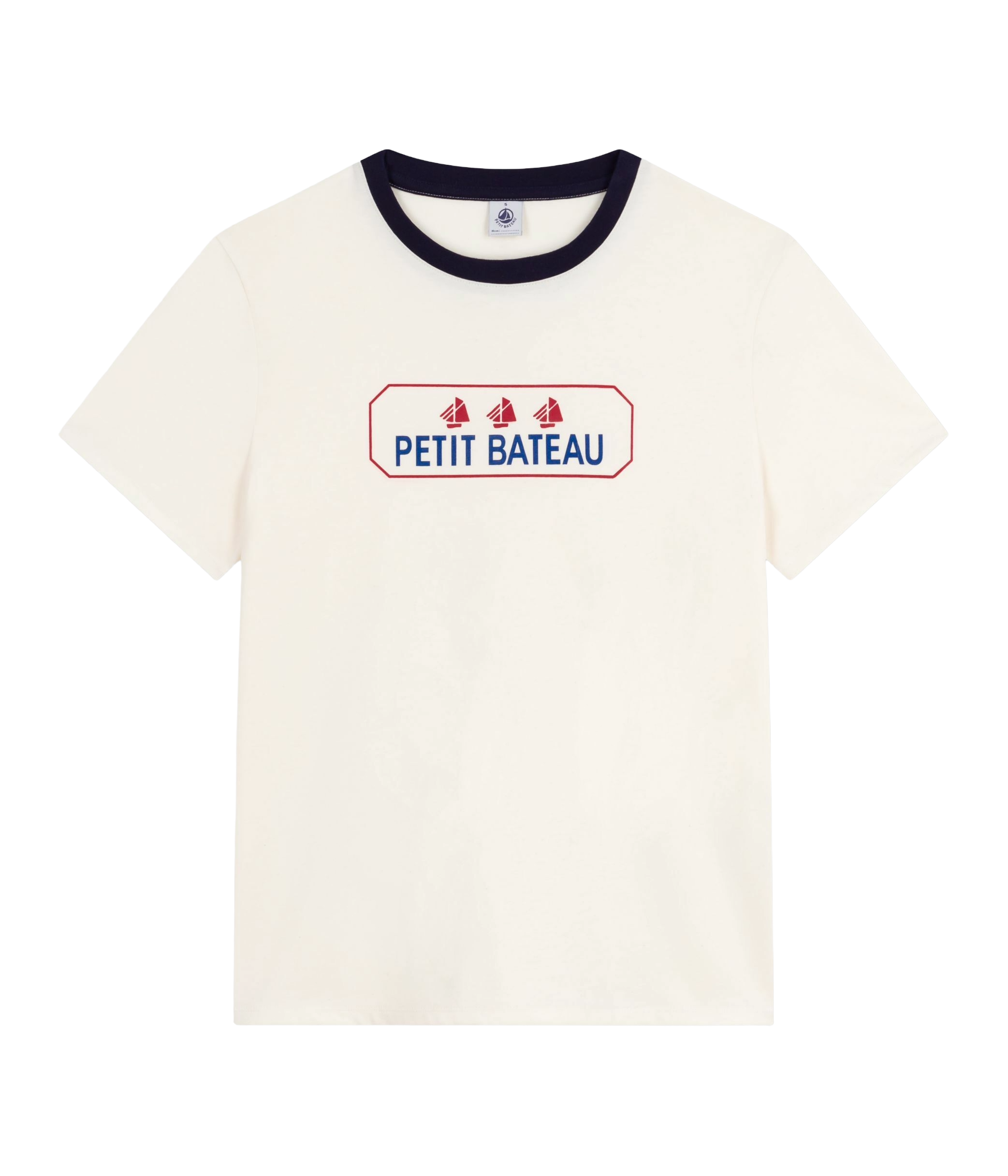 Gerader T-Shirt aus bedruckter Baumwolle PETIT BATEAU Beige