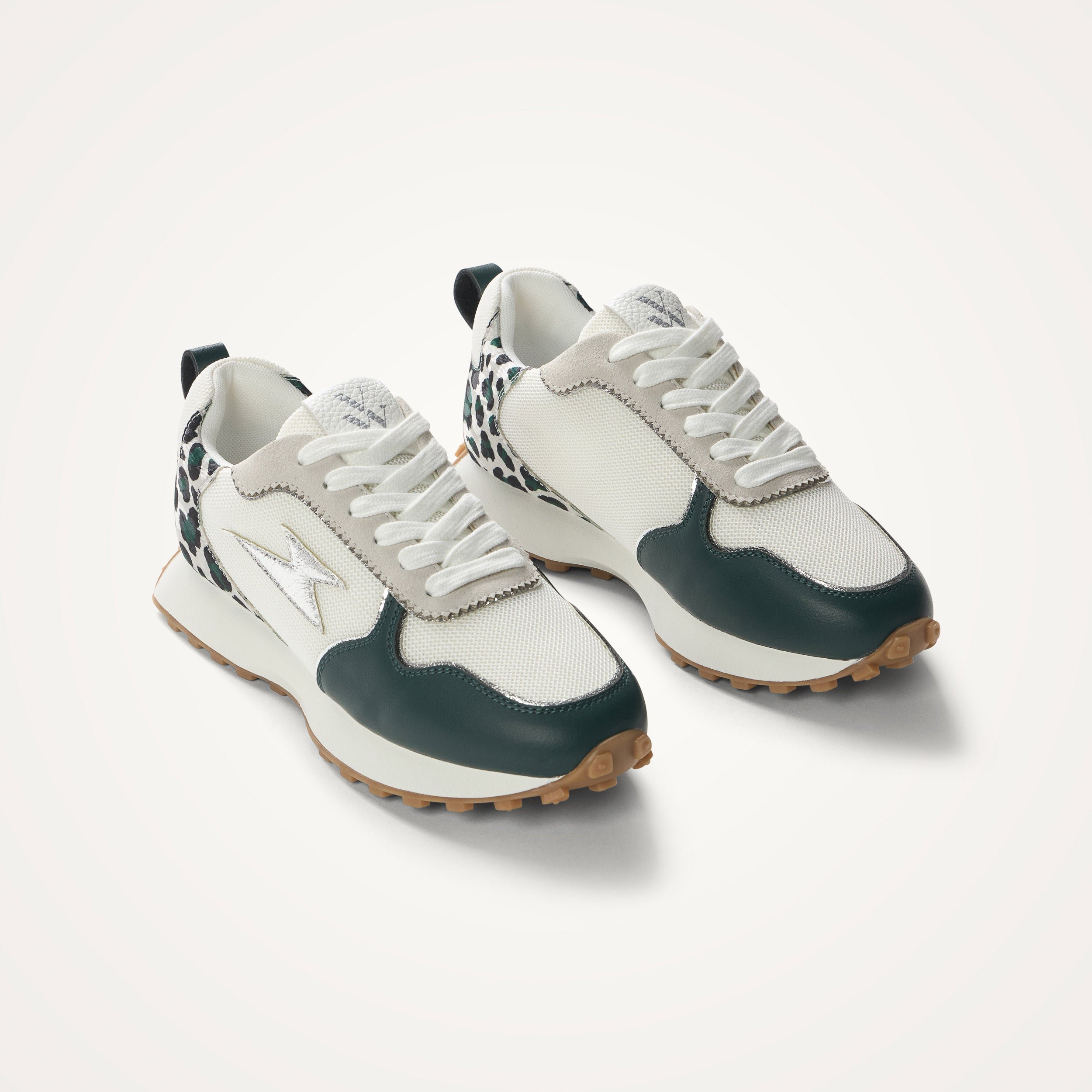 Contrasting leather-effect low-top sneakers VANESSA WU Green