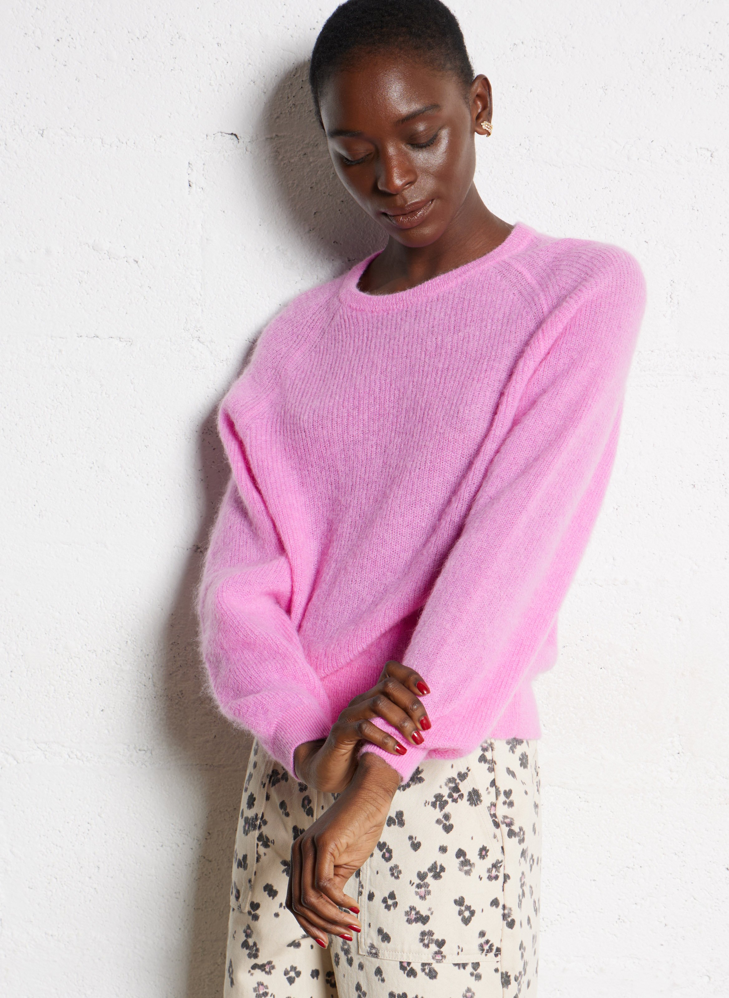 Gerade geschnittener Pullover aus Wollmix DES PETITS HAUTS Rosa