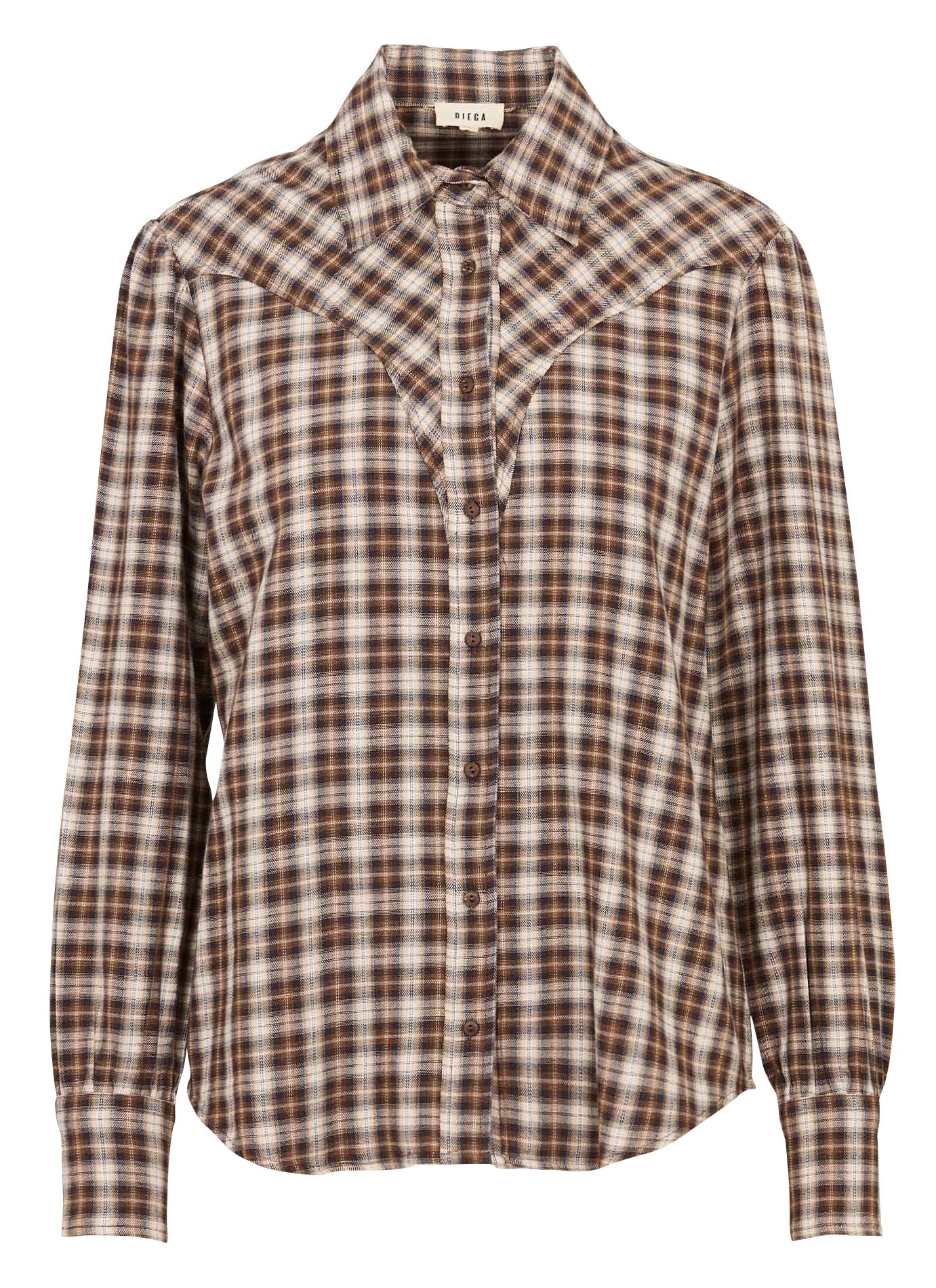 Chemise droite col classique à carreaux DIEGA Marron