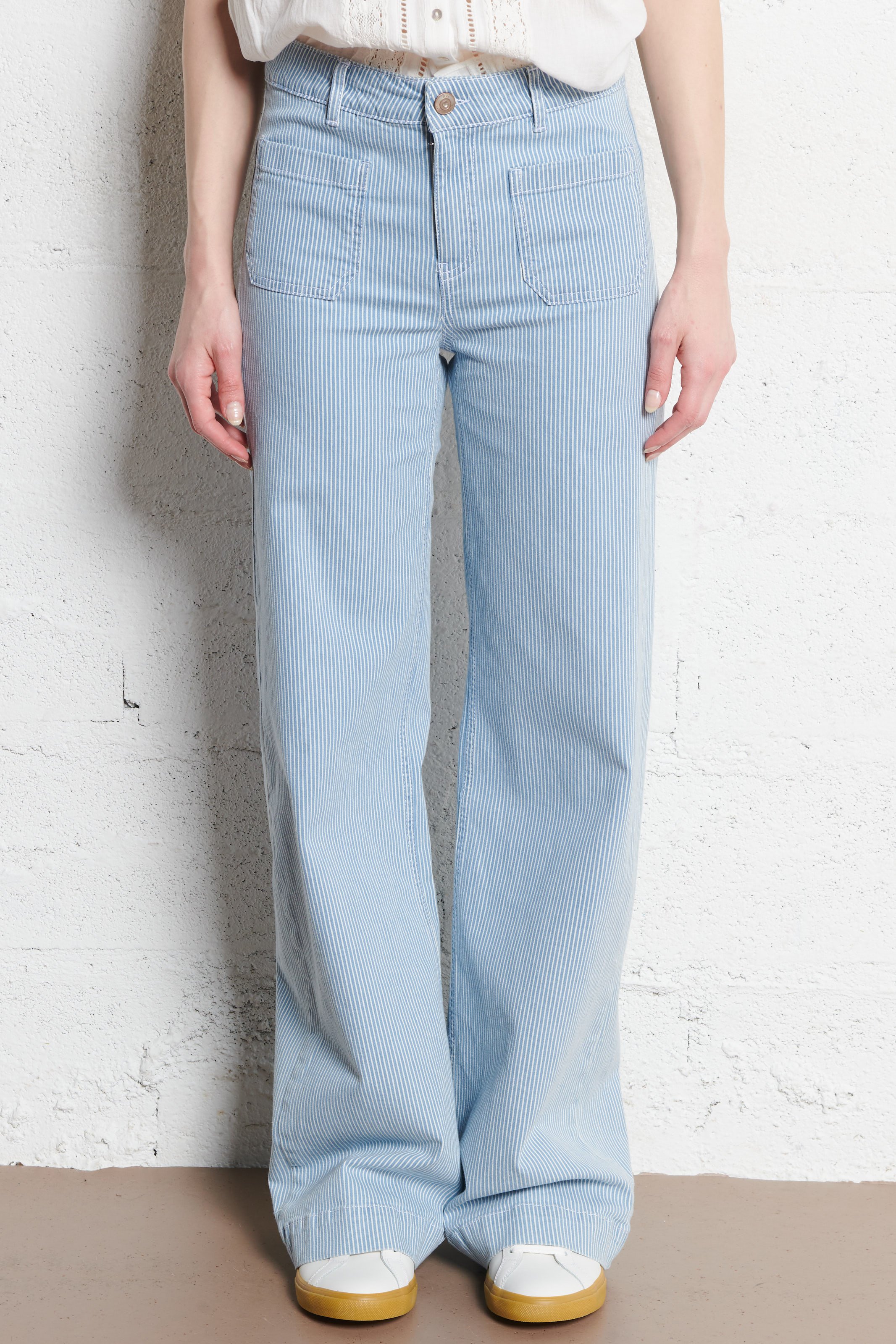 Pantalon large rayé en coton MAISON 123