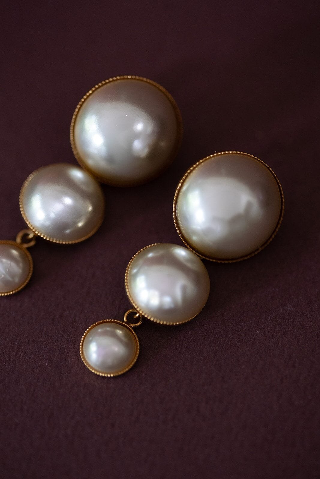Dangling silver-plated pearl stud earrings MONSIEUR SIMONE Golden