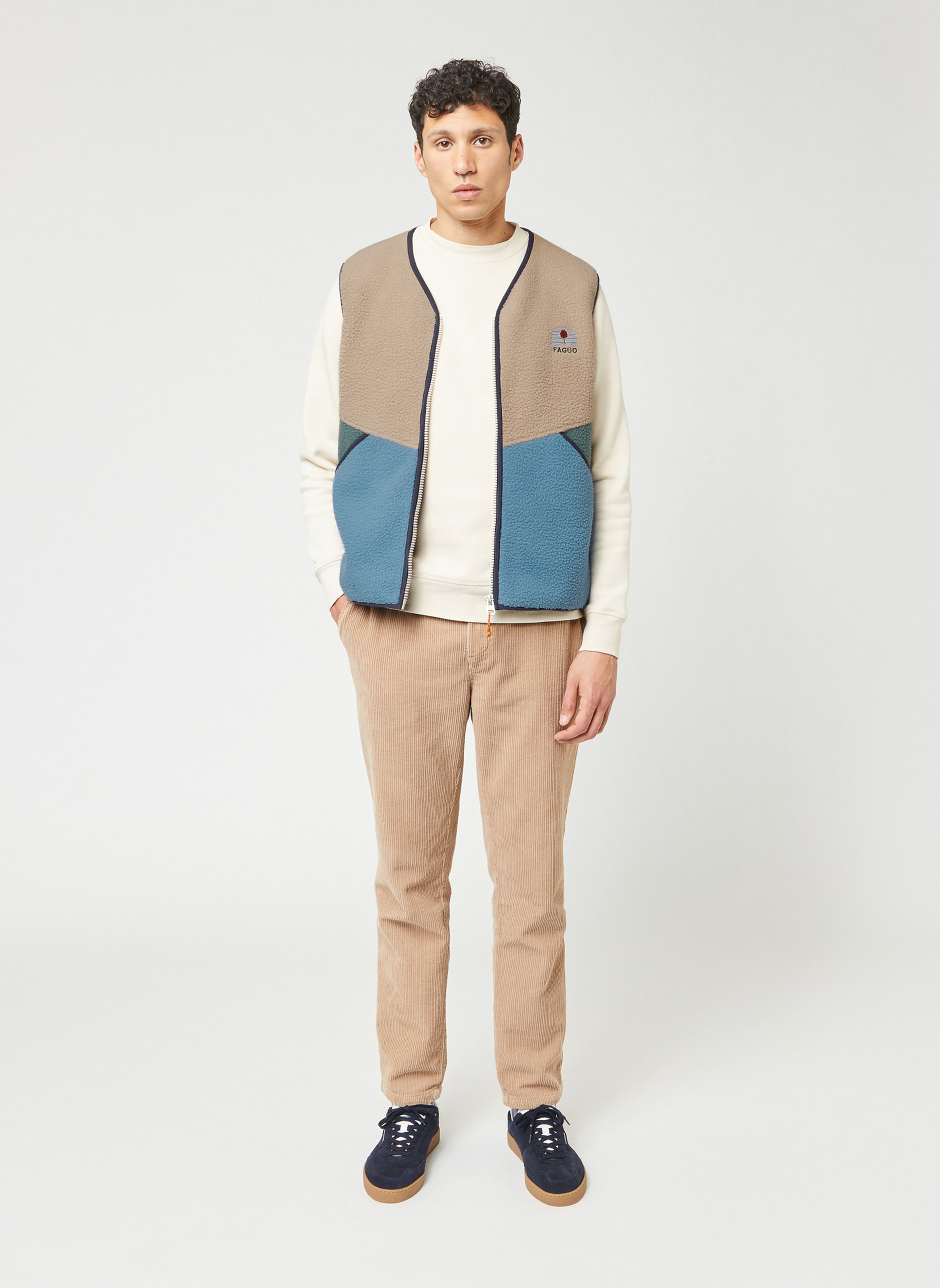 Oversized mouwloze fleece FAGUO Beige