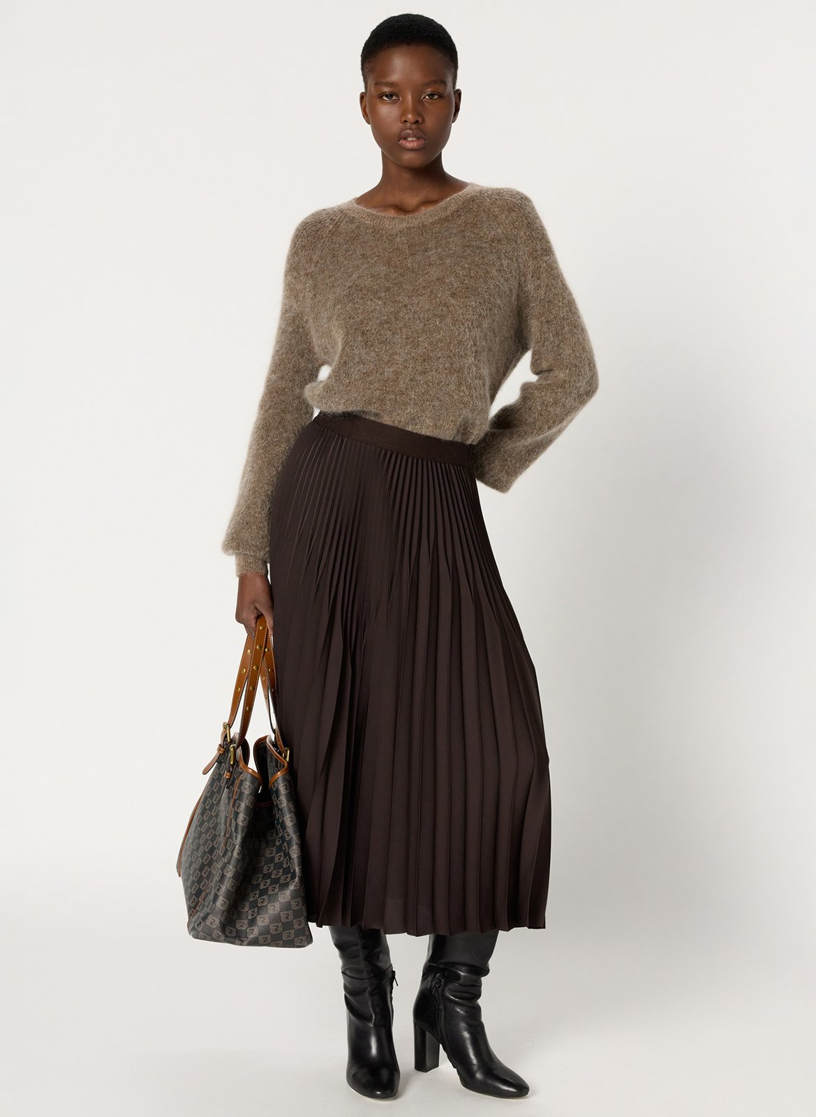 Pull col rond en laine mélangée GERARD DAREL Marron