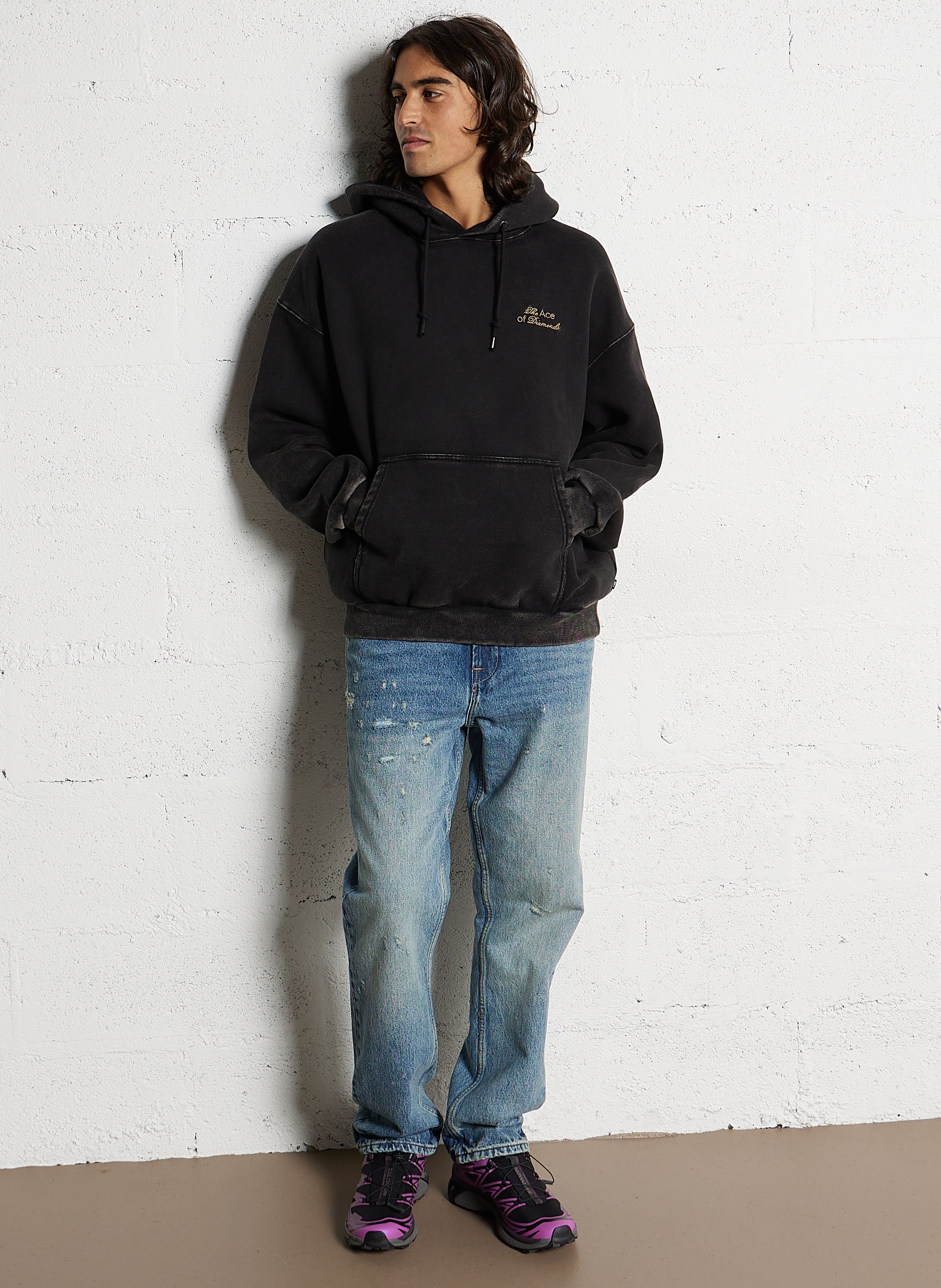 Sweat oversize à capuche en coton mélangé SOLID Noir