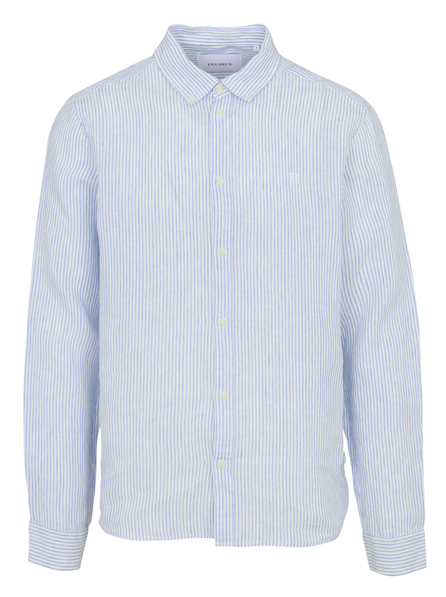 Linen striped classic collar shirt LES DEUX Blue