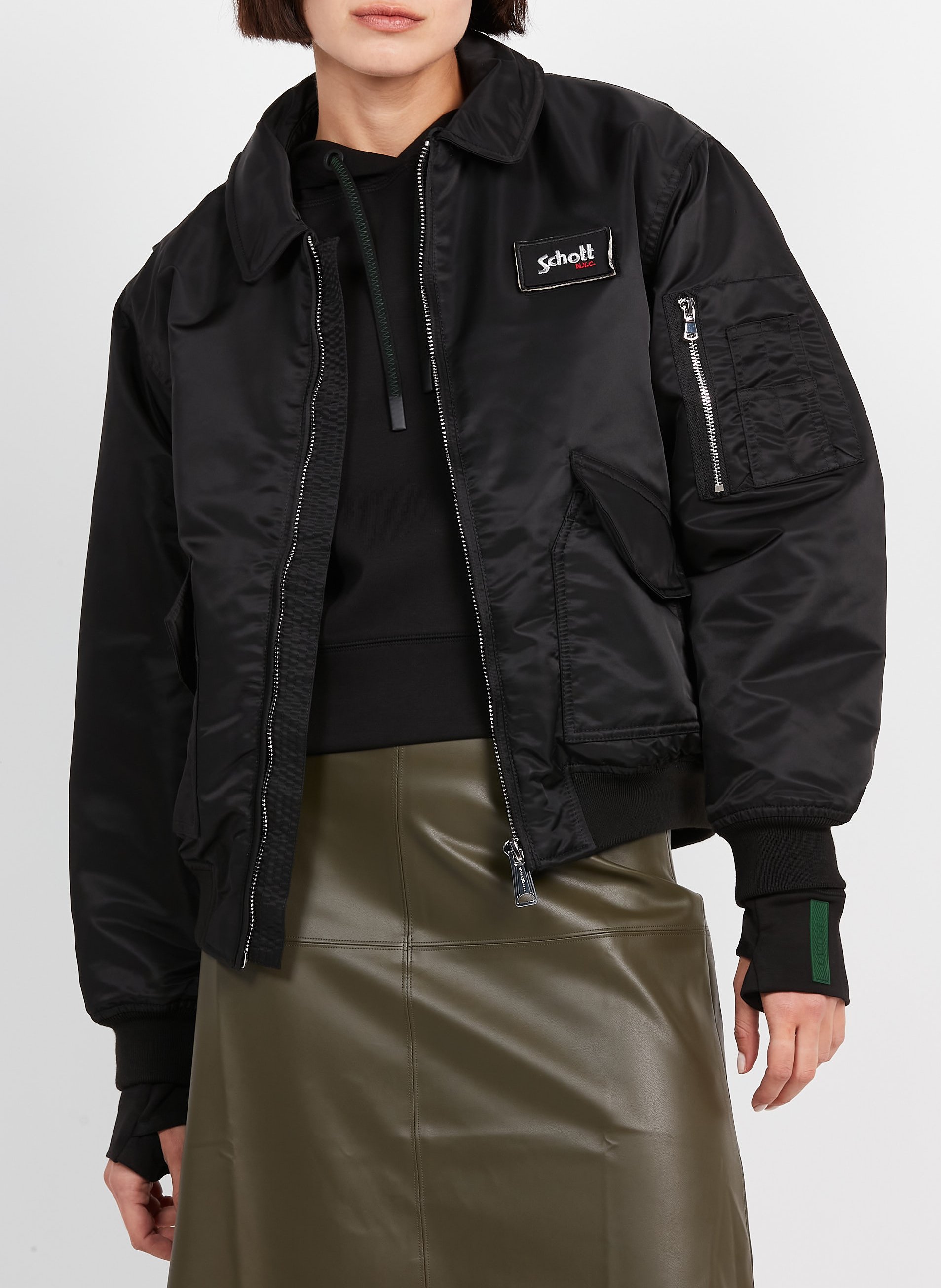 Oversized zip-up jacket SCHOTT Black