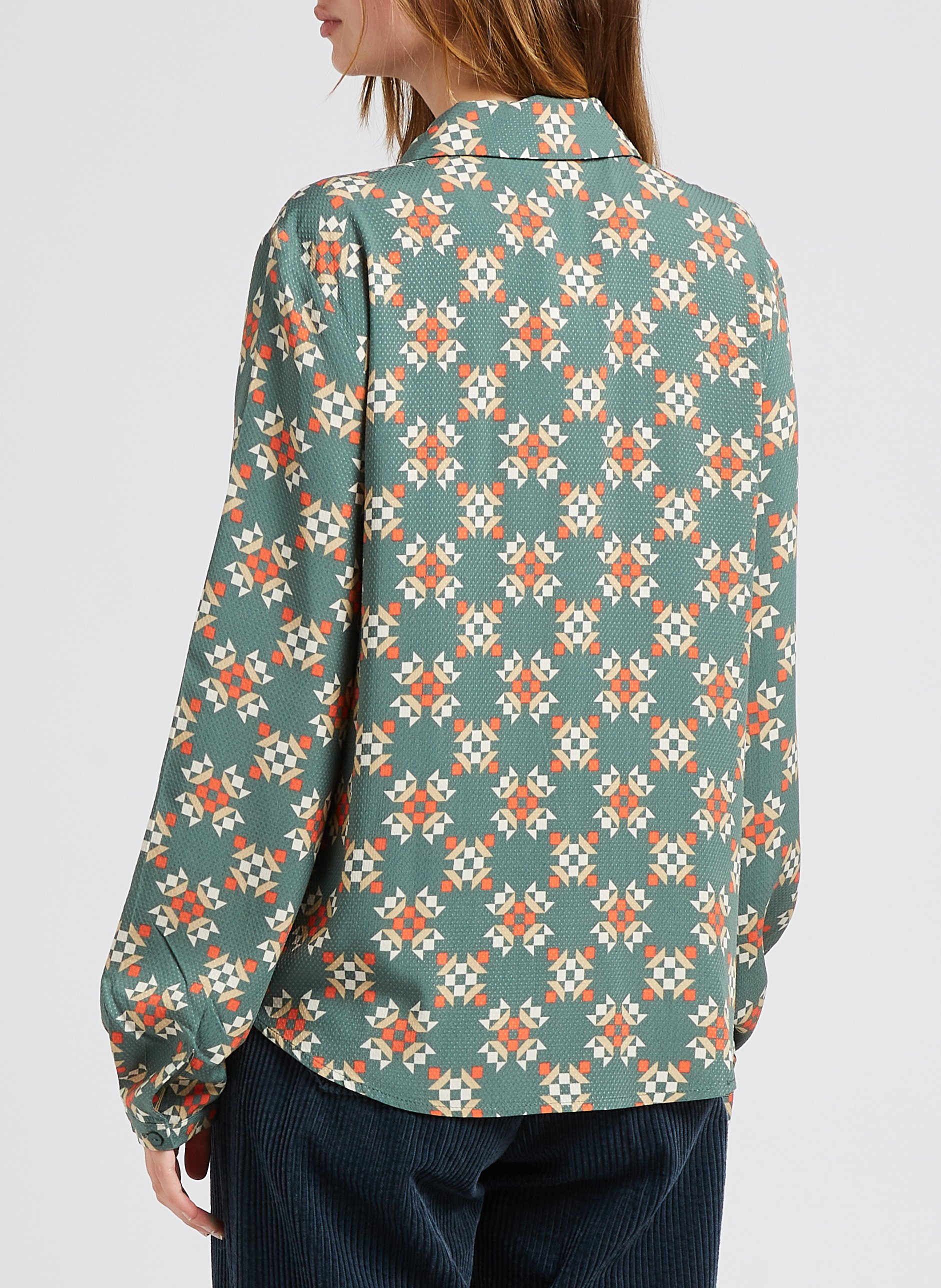 Rechte blouse van viscose met print VILA Groen