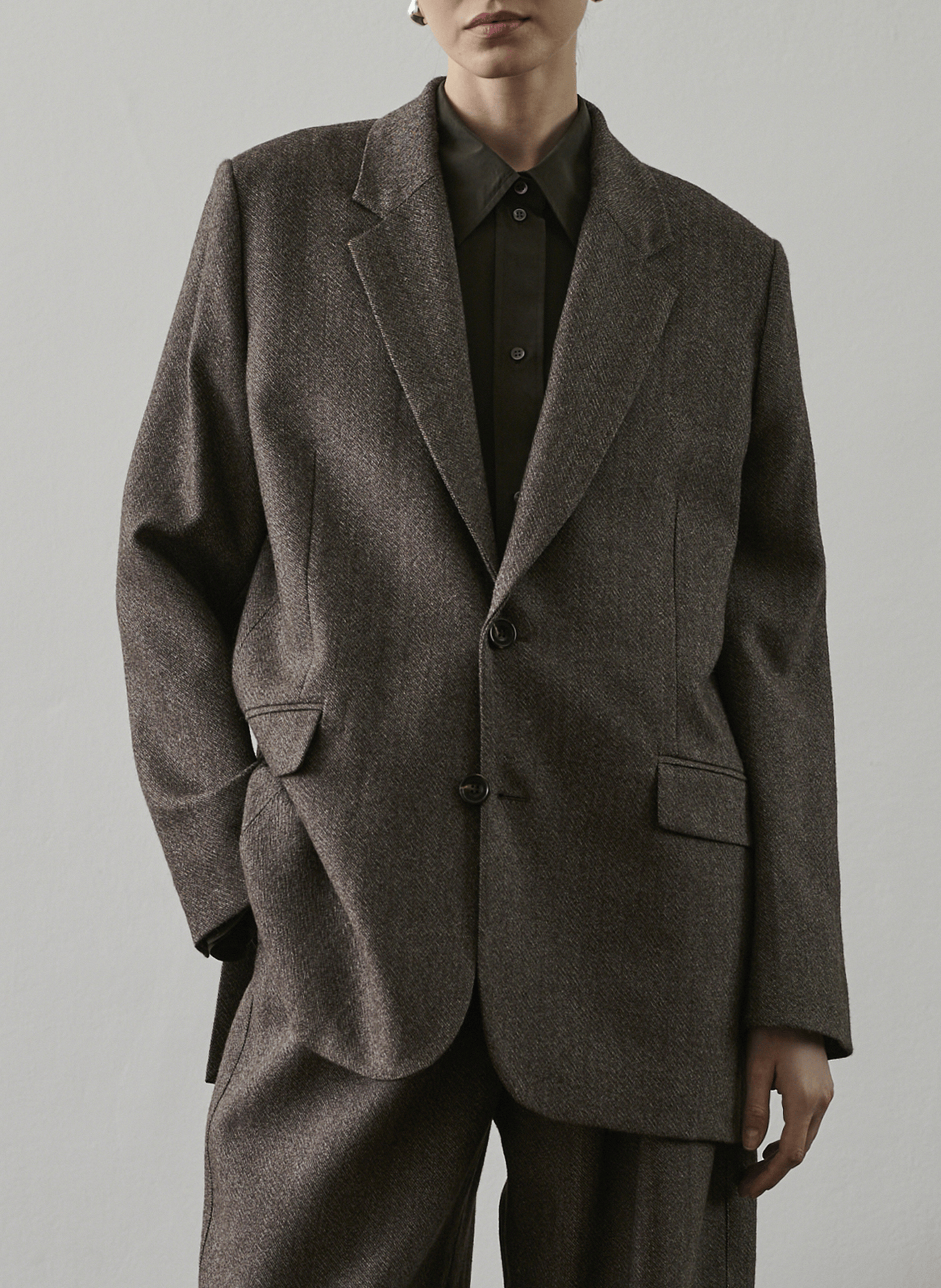 Straight wool twill blazer SOEUR Brown