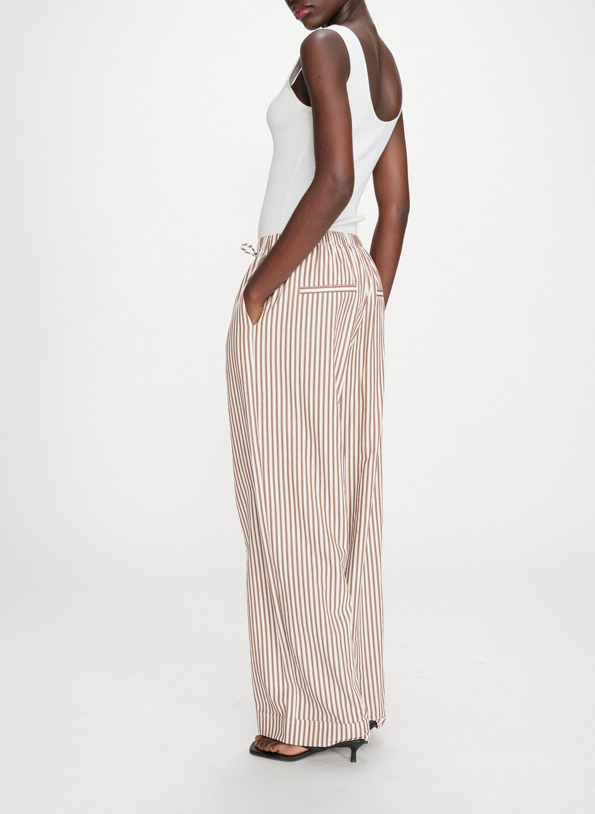 Pantalon large dn coton mélangé Marron