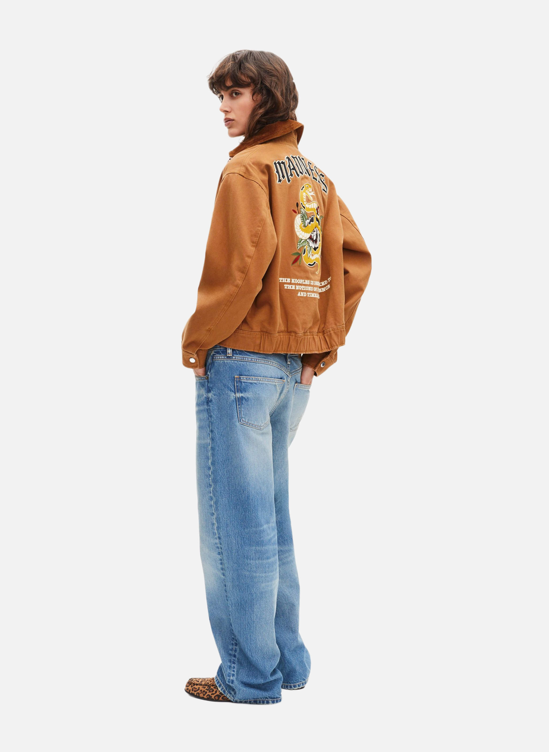 Embroidered cotton back jacket THE KOOPLES Brown
