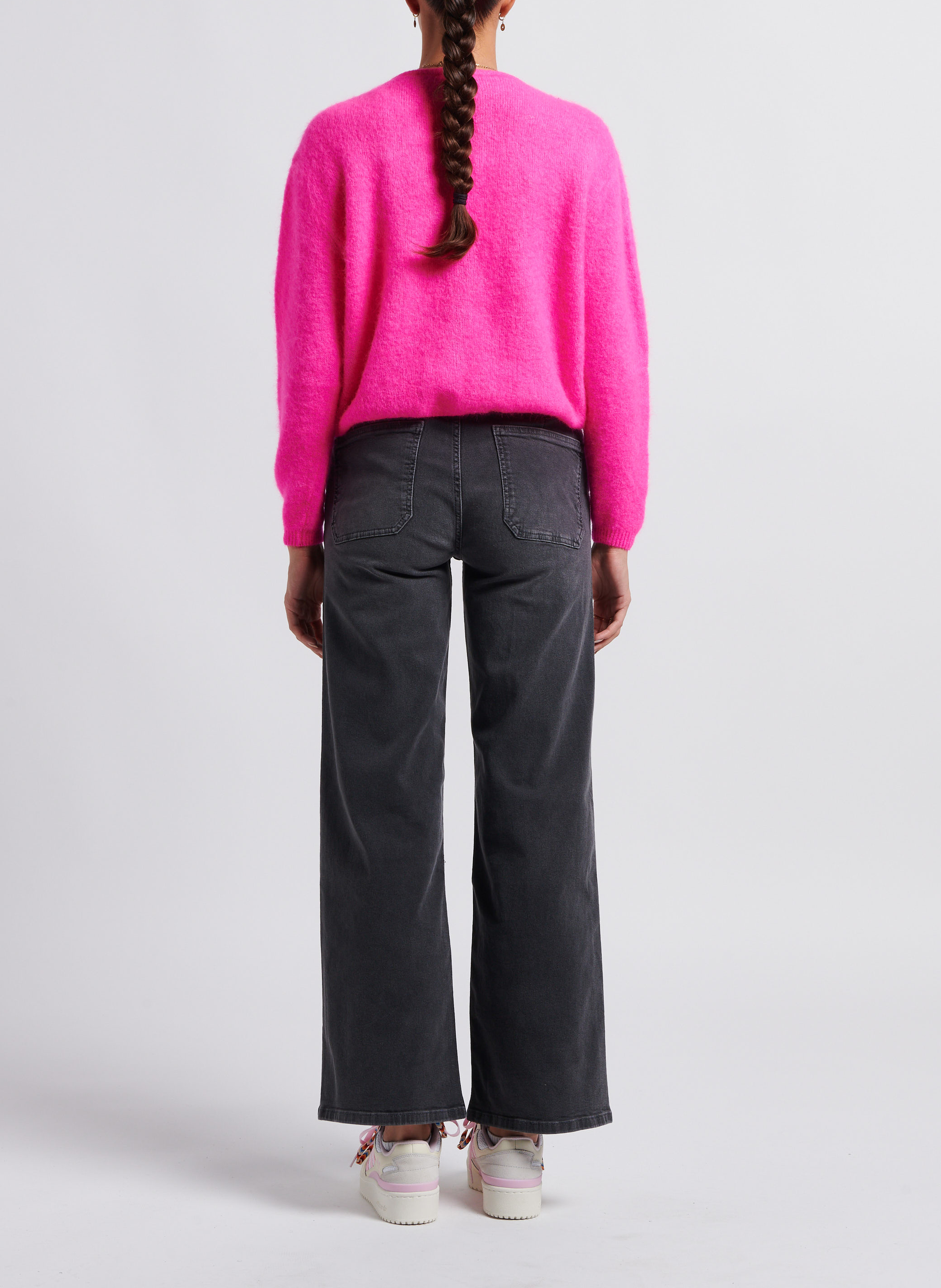 Gilet ample col rond en laine mélangée AMERICAN VINTAGE Rose