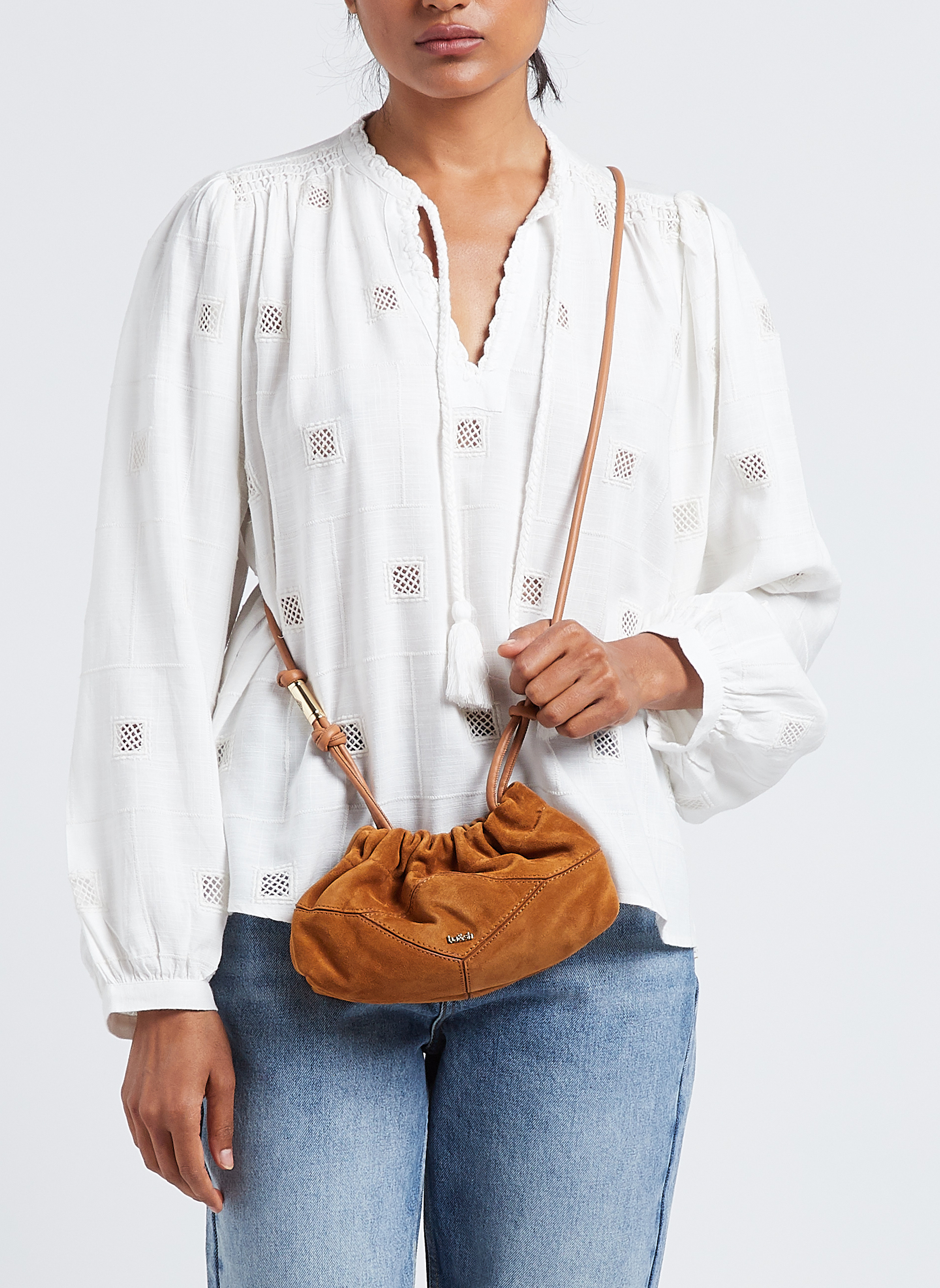 Sac bandoulière en cuir BA&SH Marron