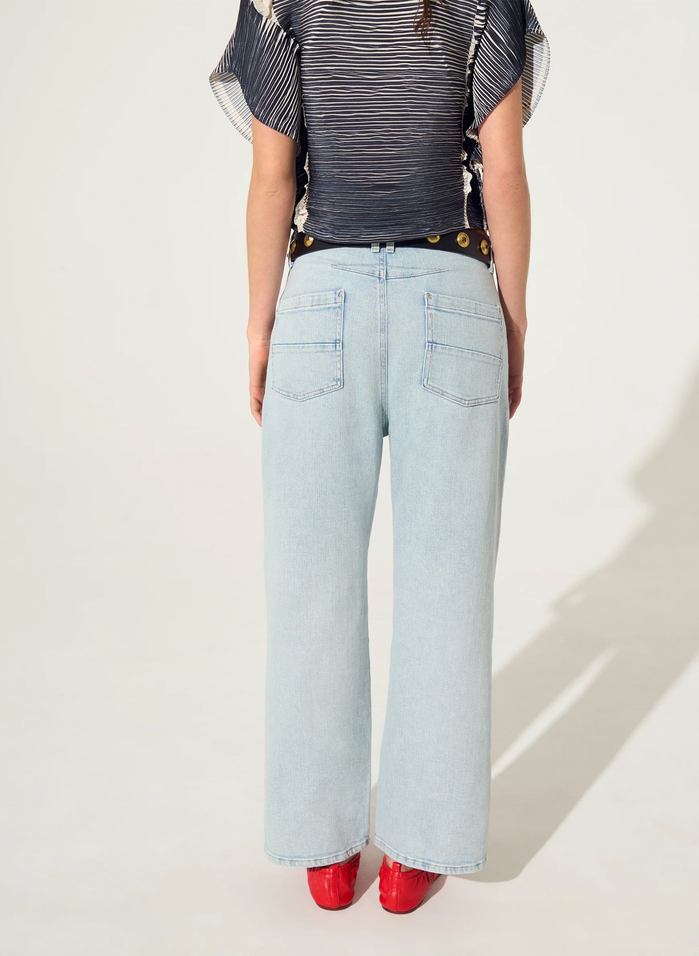 Jean droit taille haute délavé COTELAC Bleu