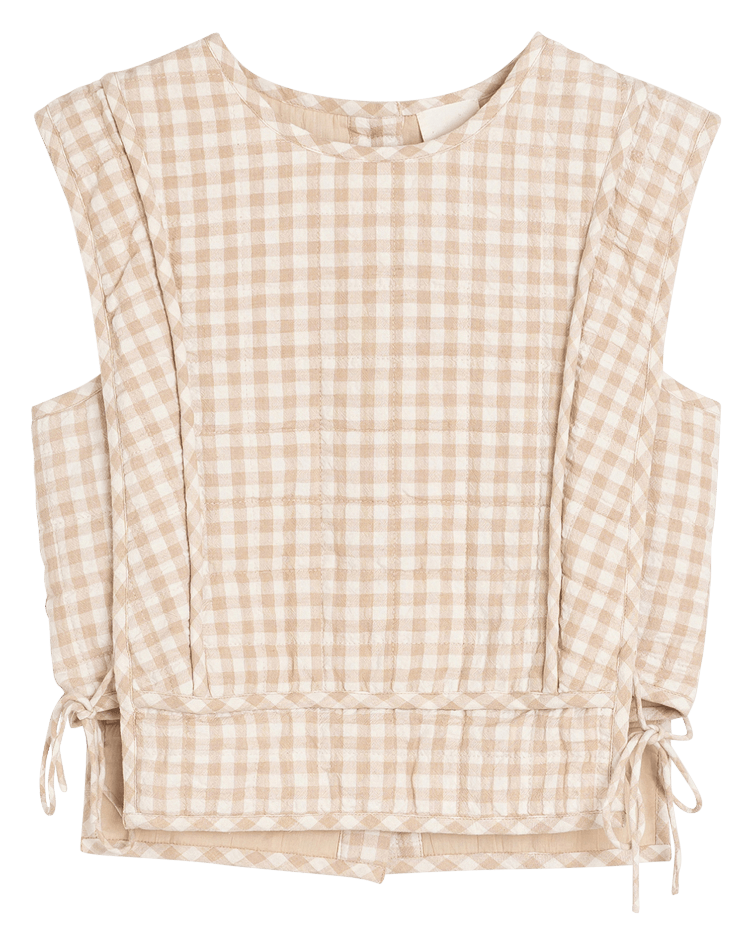 Kariertes Rundhals-Top INDI & COLD Beige