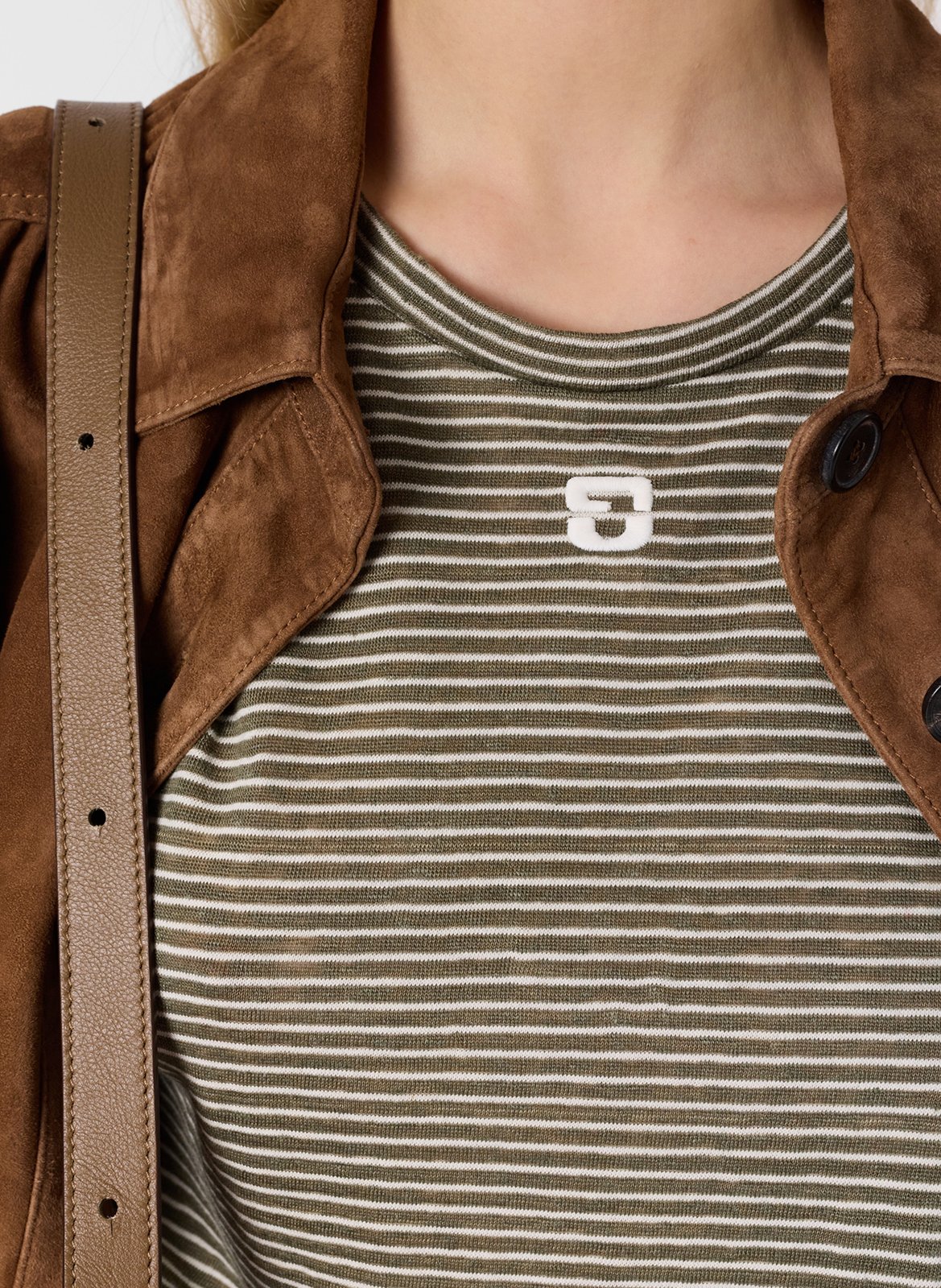 Tee-shirt droit col rond en lin et coton GERARD DAREL Kaki