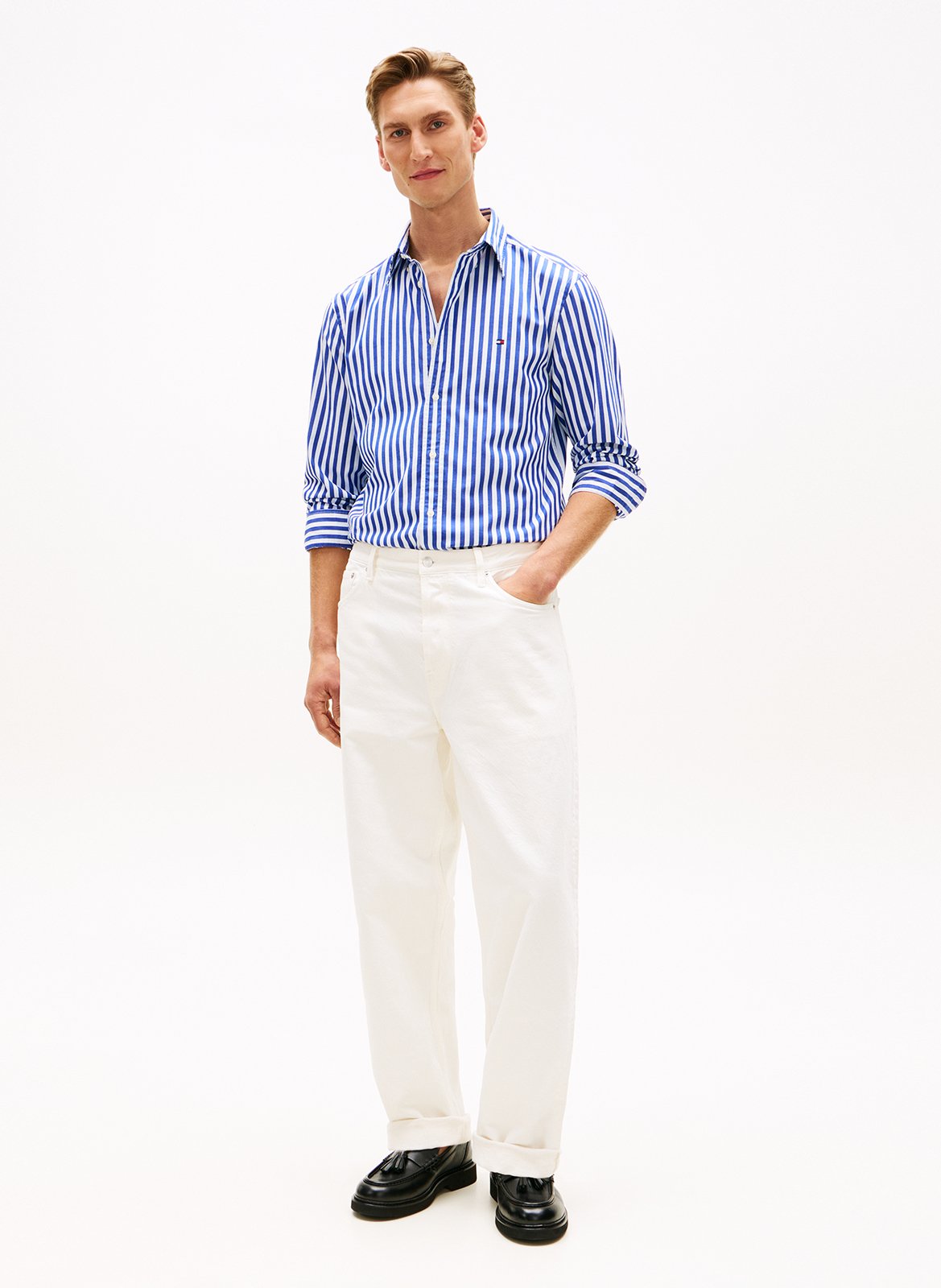 Gestreifte Bluse mit klassischem Kragen TOMMY HILFIGER Blau