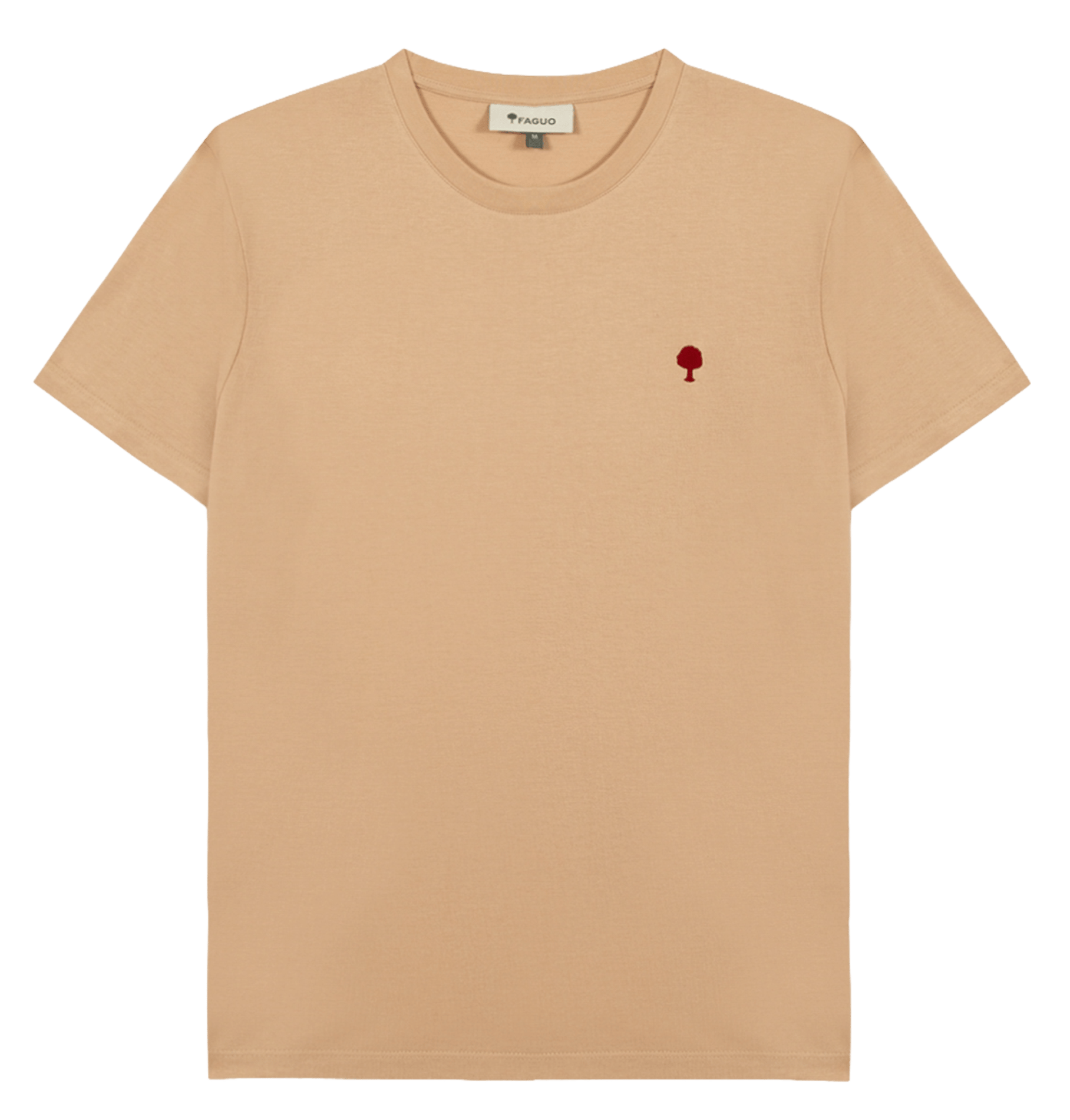 Tee-shirt droit col rond en coton et coton recyclé FAGUO Beige