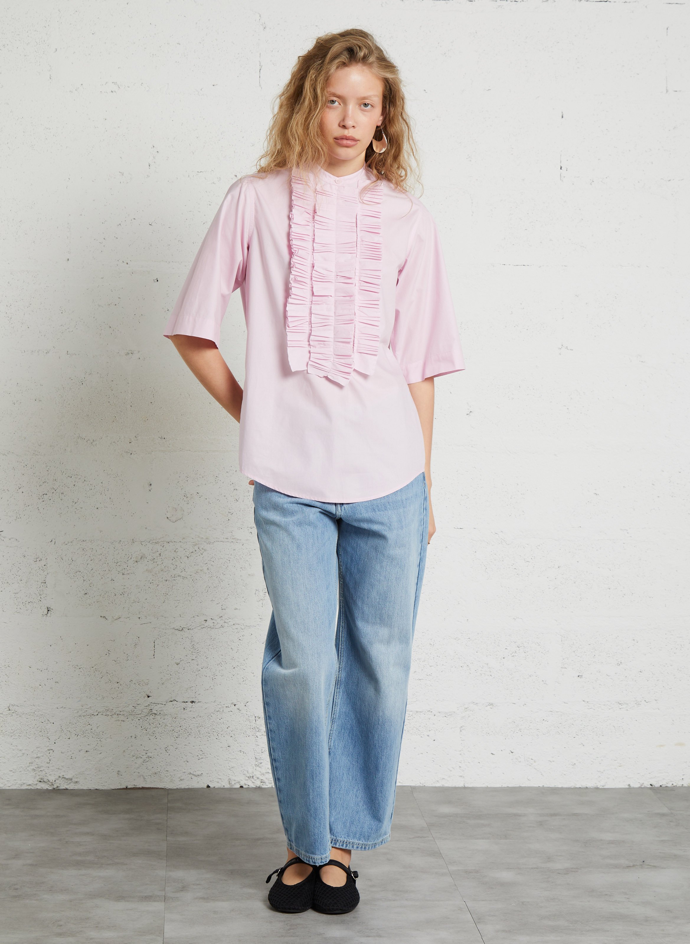 Round neck frilled blouse LAURENCE BRAS Pink