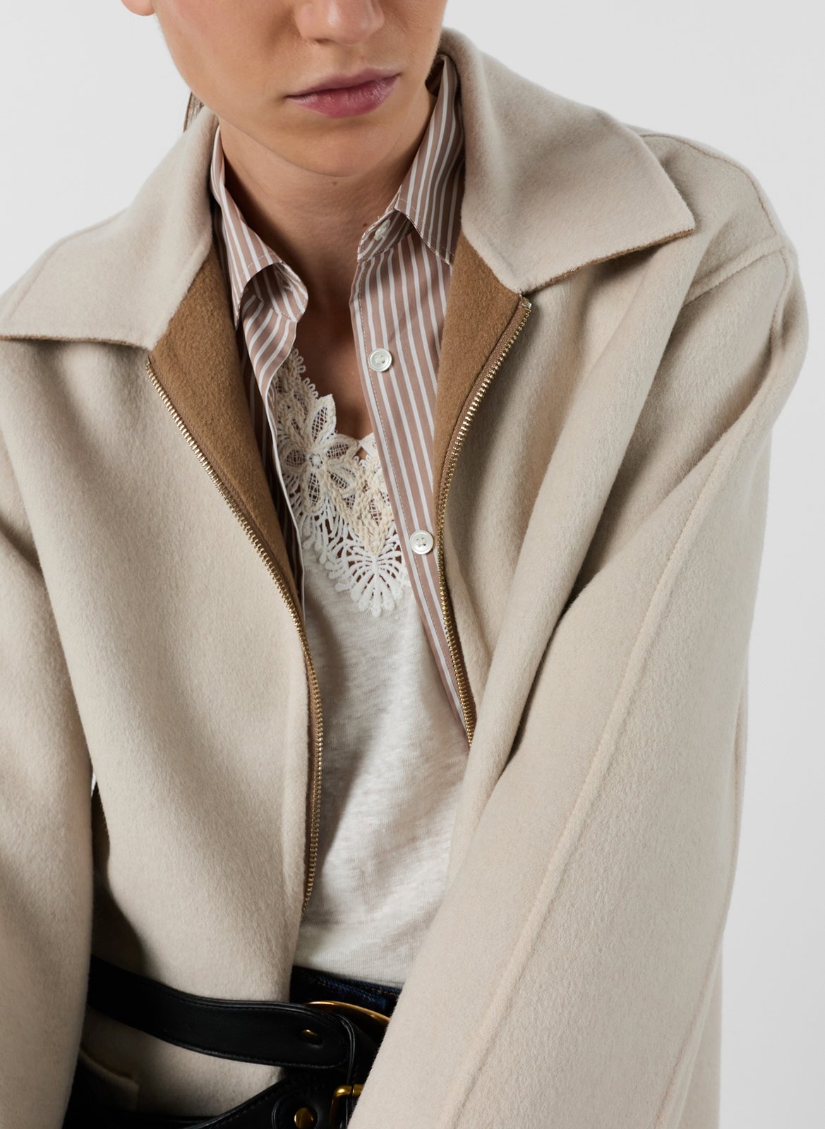 Manteau col classique réversible en laine GERARD DAREL Marron