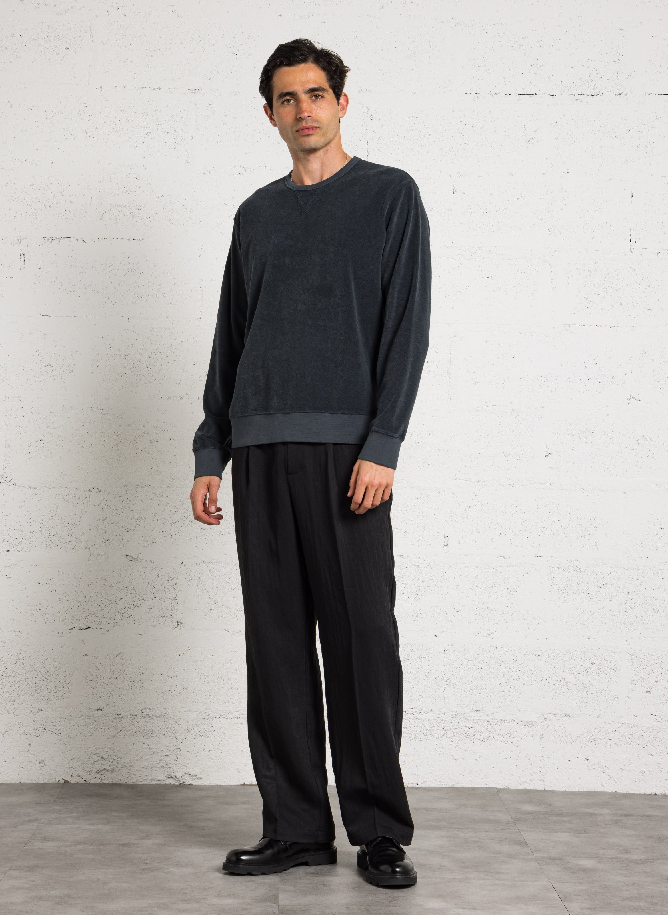 Sweat large uni en maille éponge HARTFORD Bleu