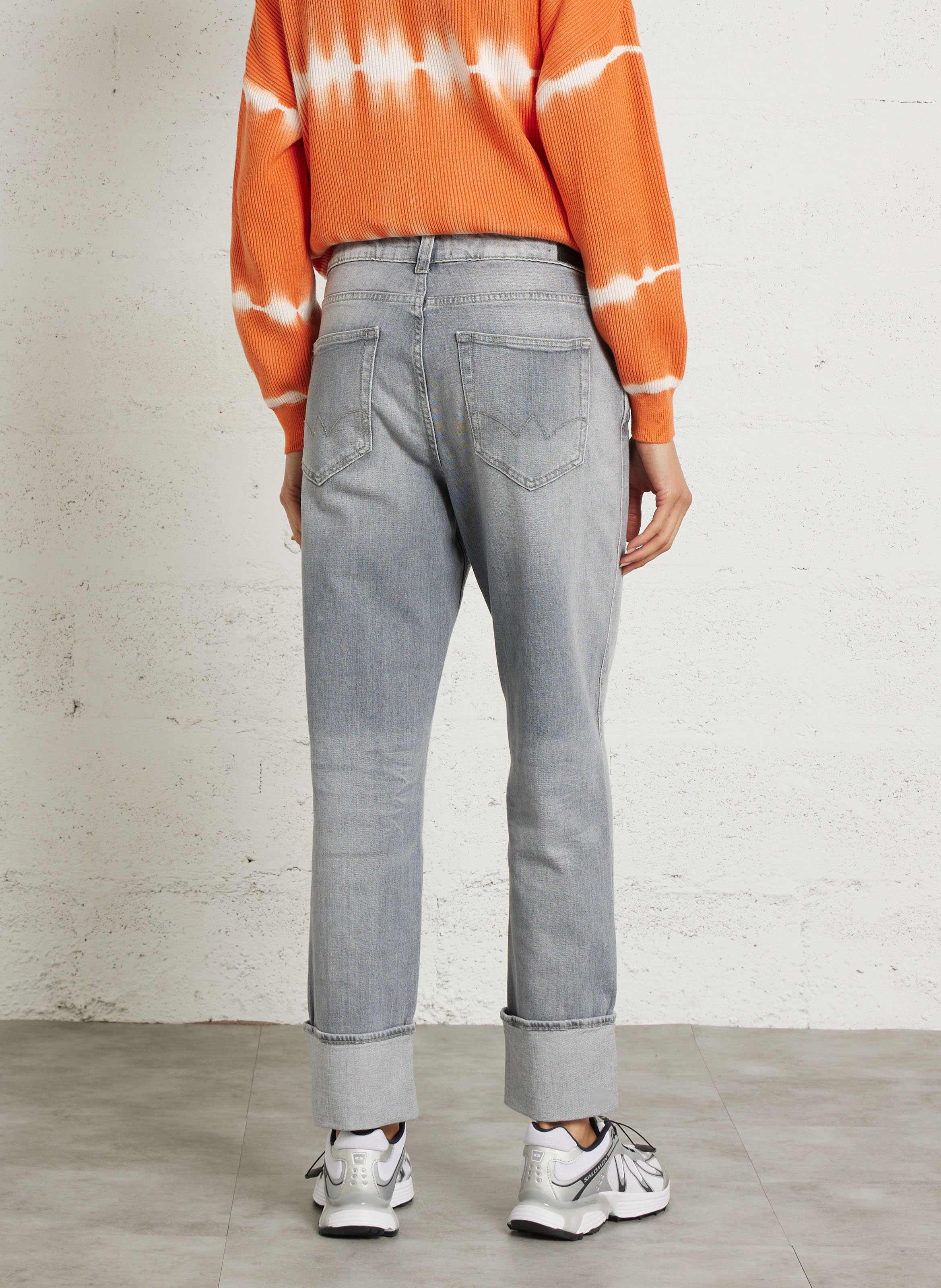 Girlfriend Jeans aus Baumwoll-Mix LE TEMPS DES CERISES Grau