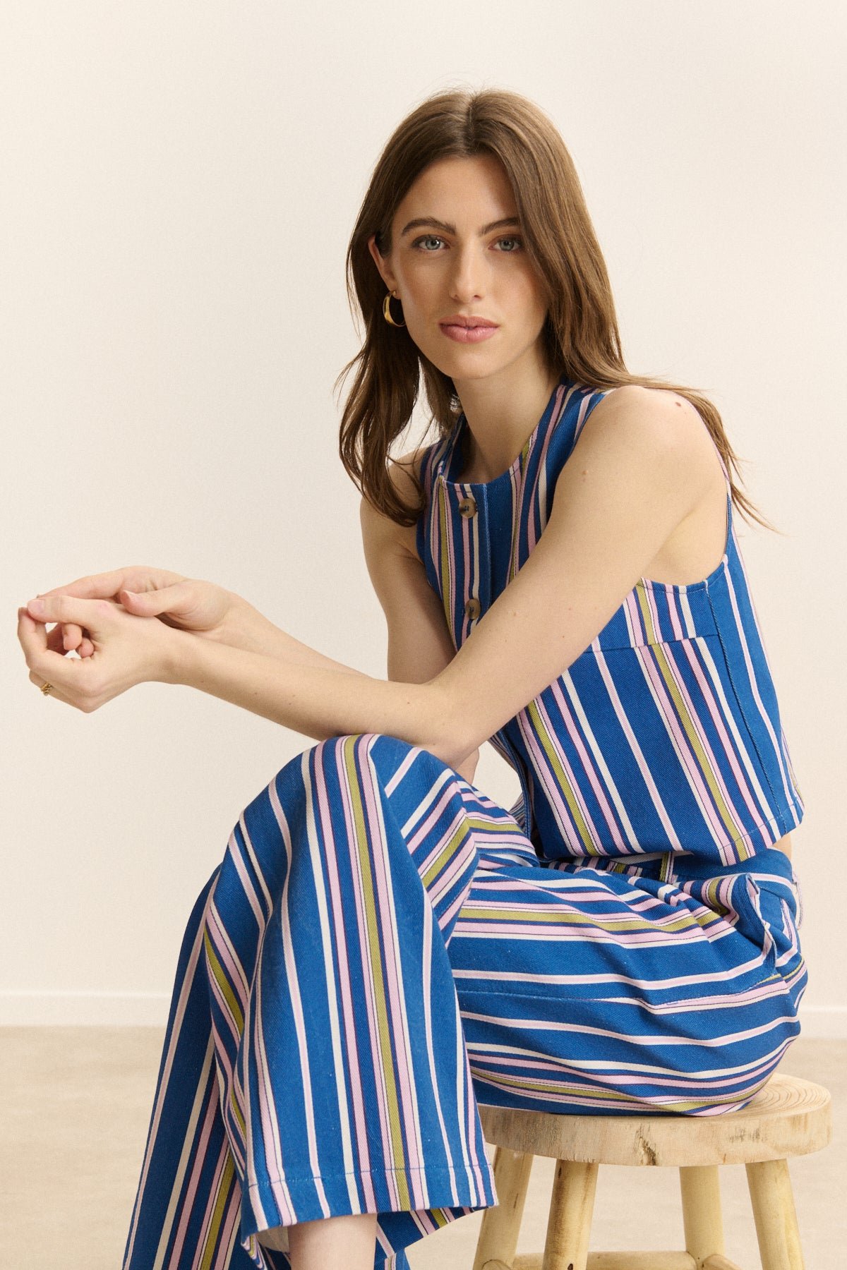 Striped sleeveless jacket GARANCE PARIS Blue