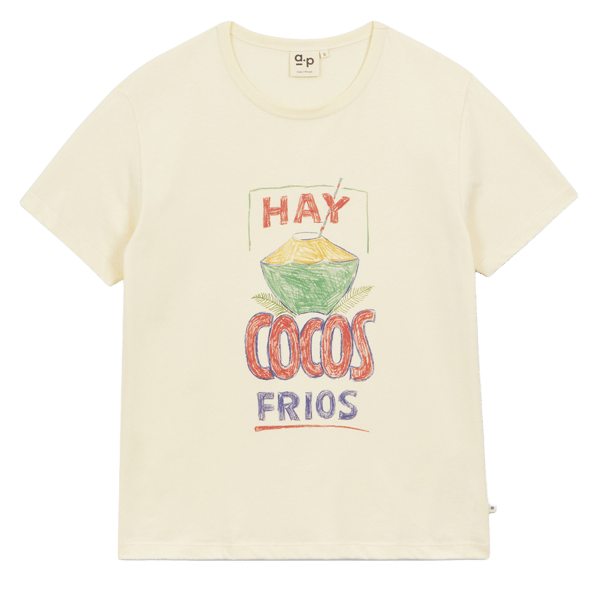 T-Shirt mit geradem Schnitt, bedruckt aus Bio-Baumwolle A.P Beige