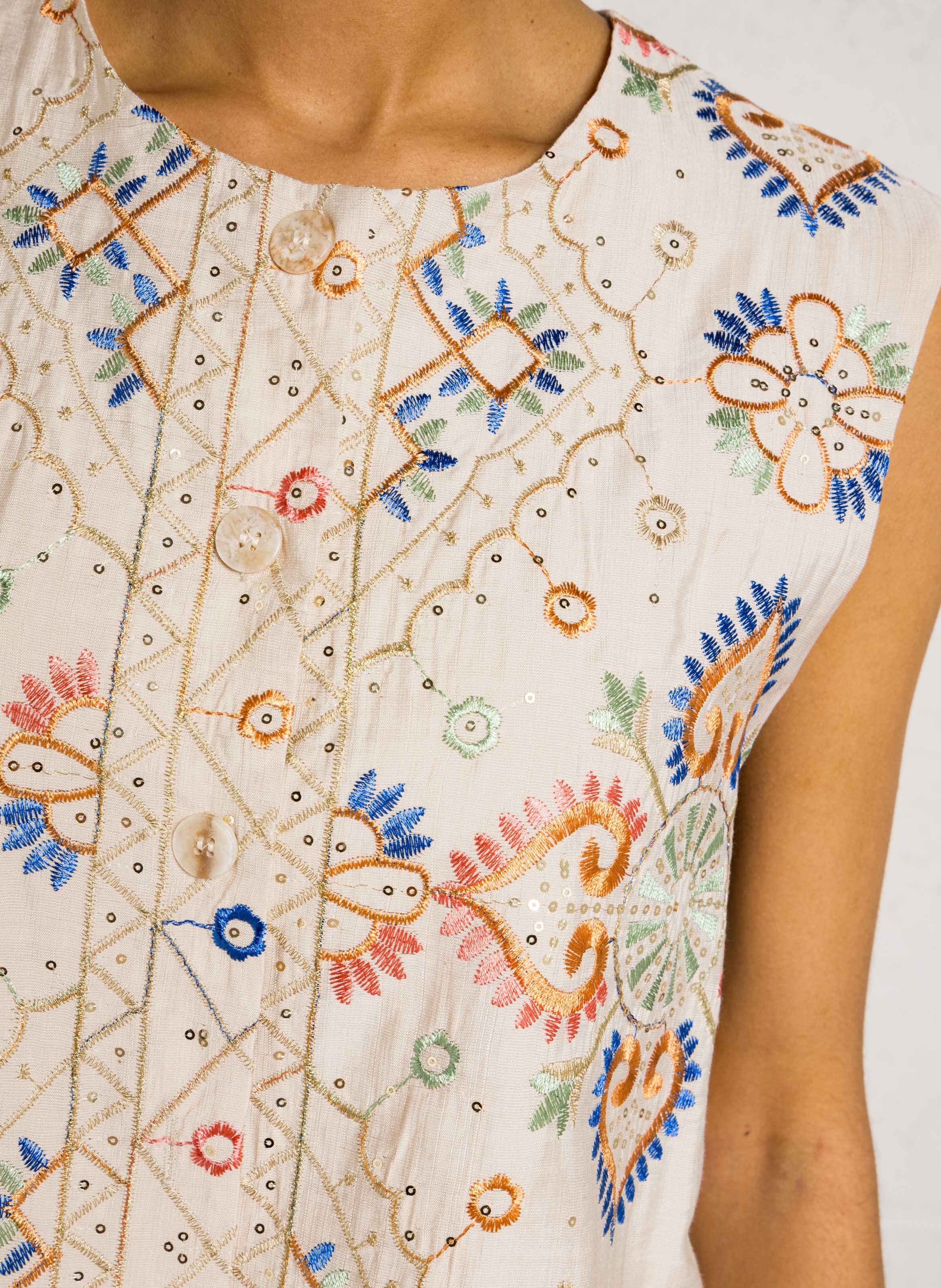 Chaleco oversize cuello redondo SEE U SOON Beige