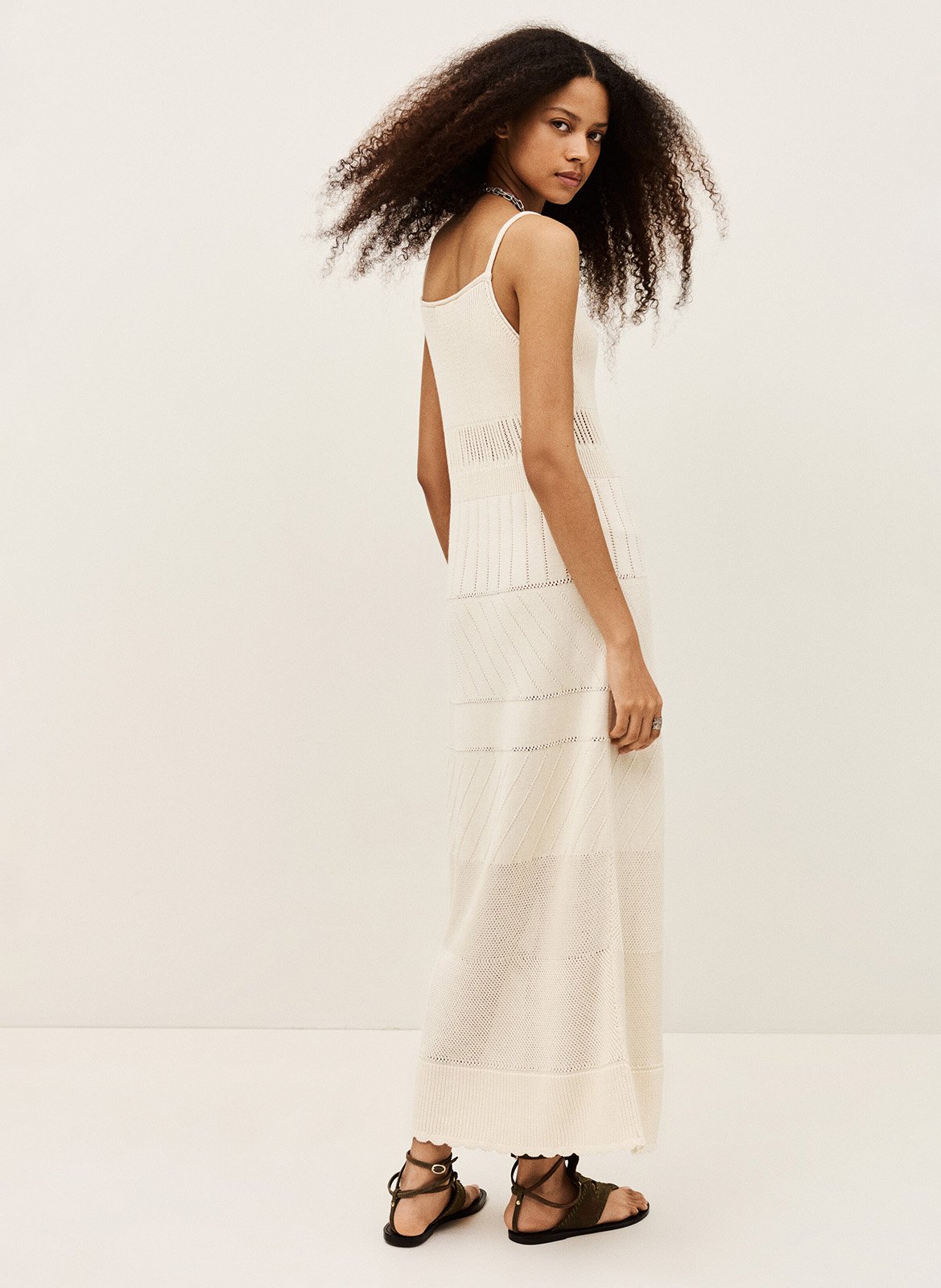 Robe longue droite à bretelles BA&SH Beige