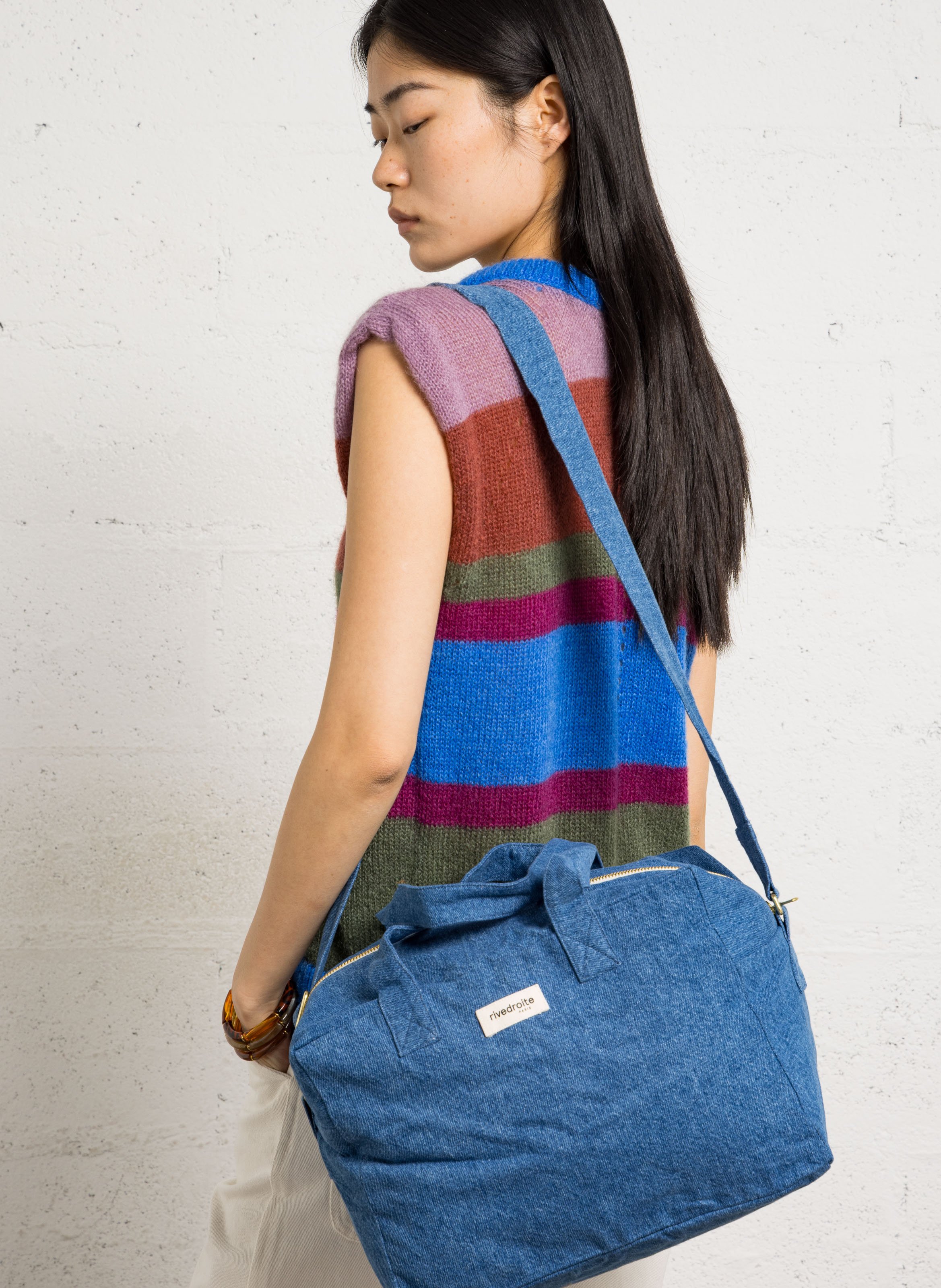 Sac à main en coton mélangé RIVEDROITE PARIS Bleu