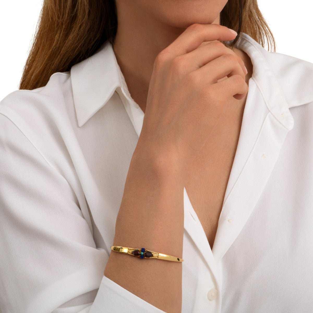 Adjustable bangle bracelet in fine gold plating. SATELLITE PARIS Multicolored