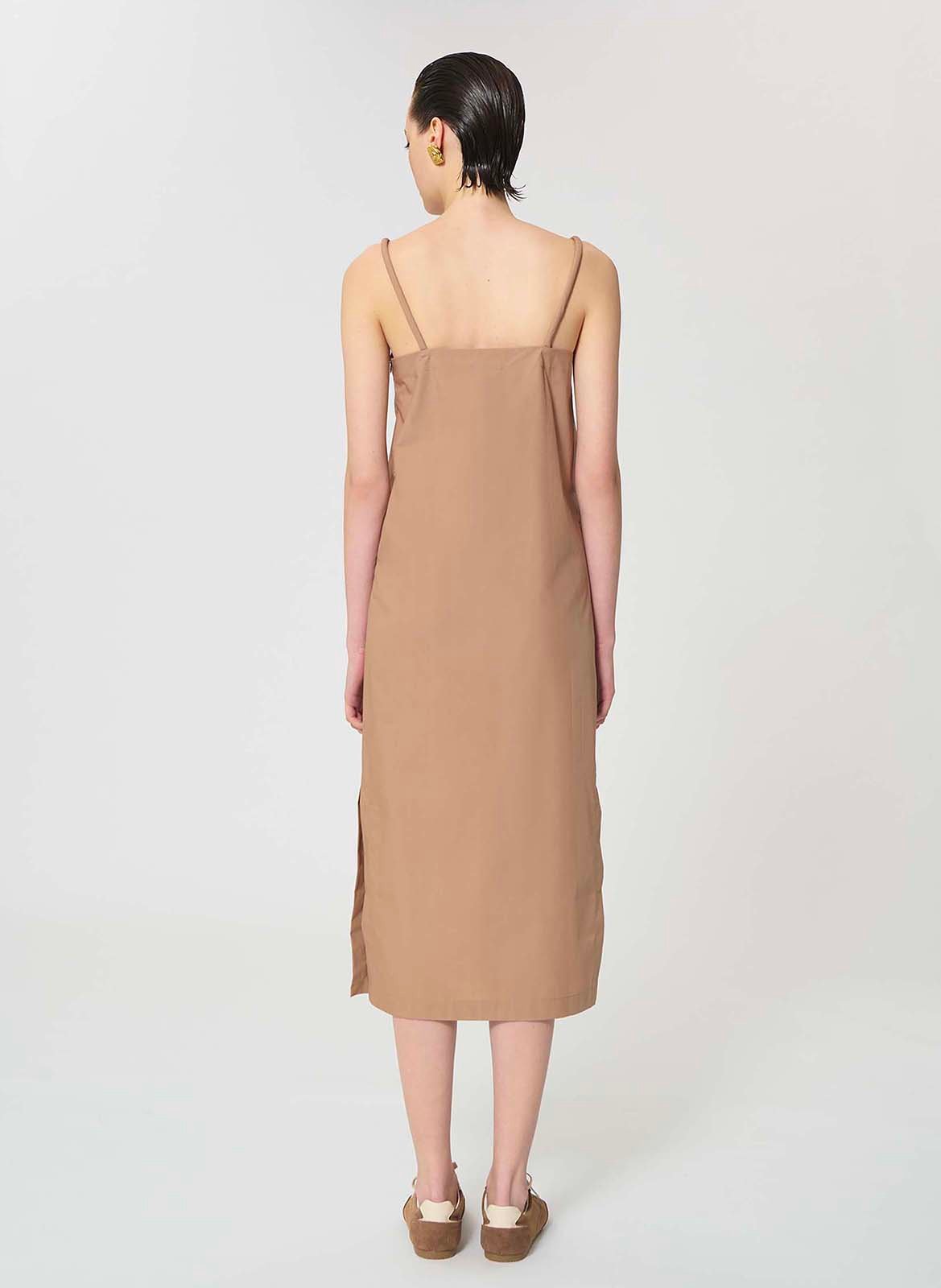 Robe midi droite en coton TARA JARMON Marron