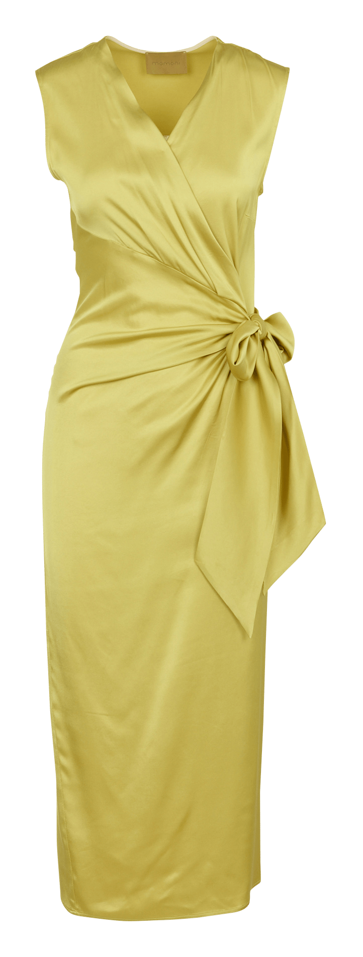 Robe longue satinée col v MOMONI Jaune