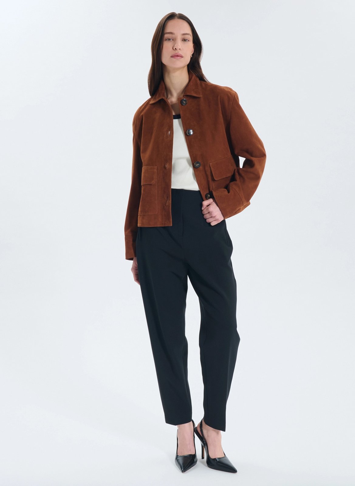 Bandplooibroek met hoge taille ZAPA Zwart