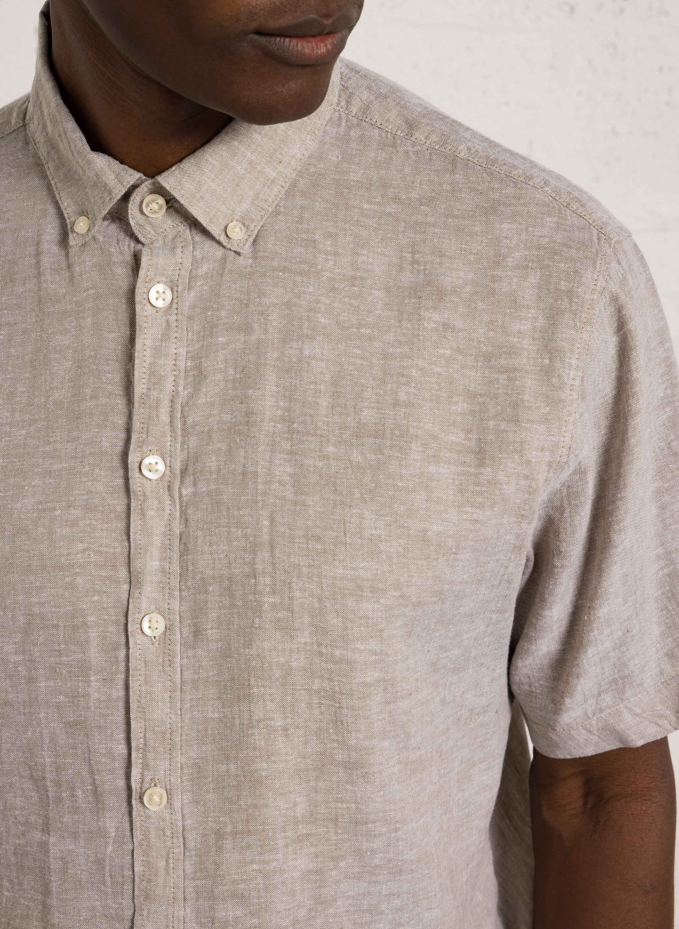 Chemise droite en lin et coton CASUAL FRIDAY Vert