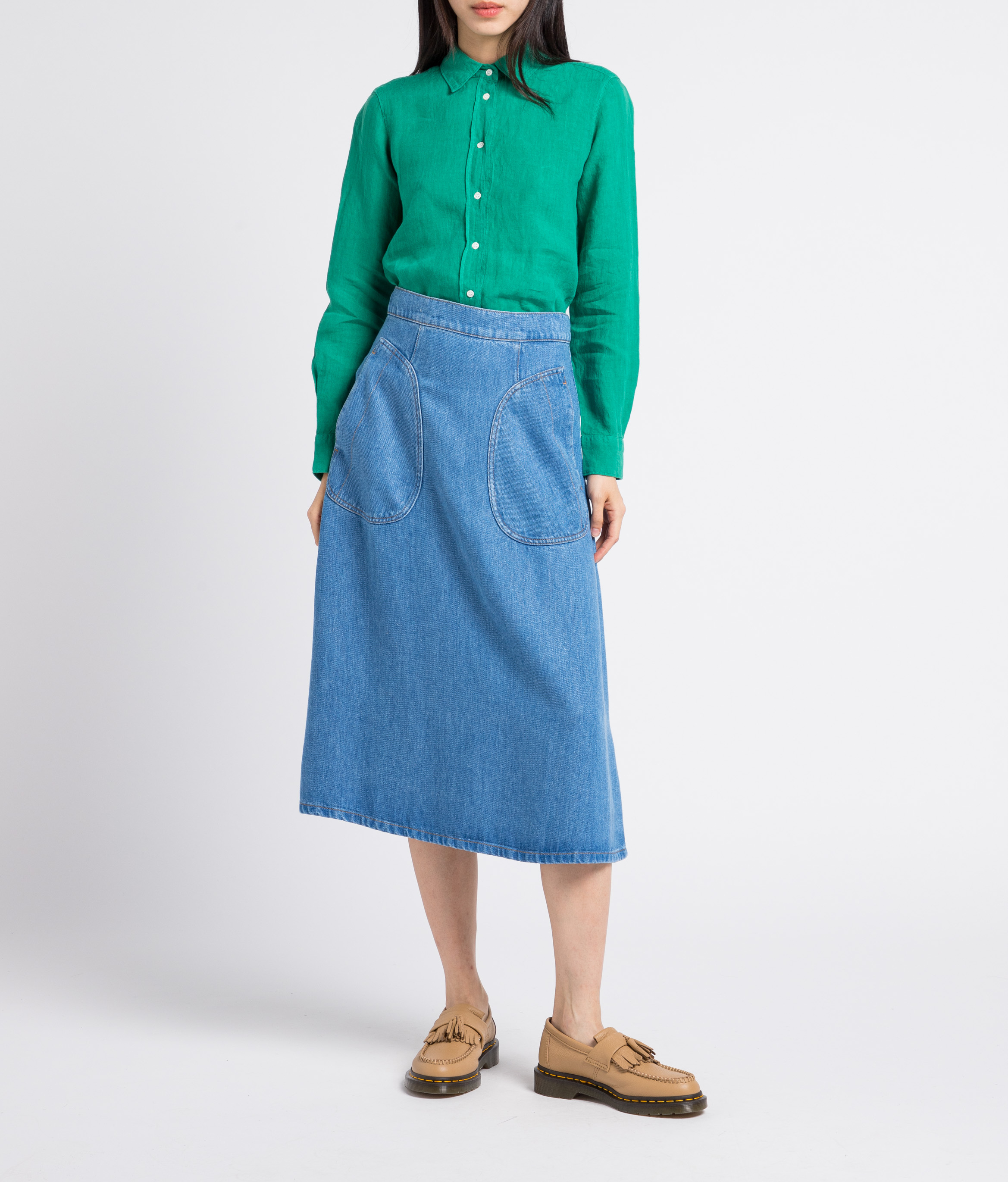 Linen shirt with classic collar HARTFORD Green