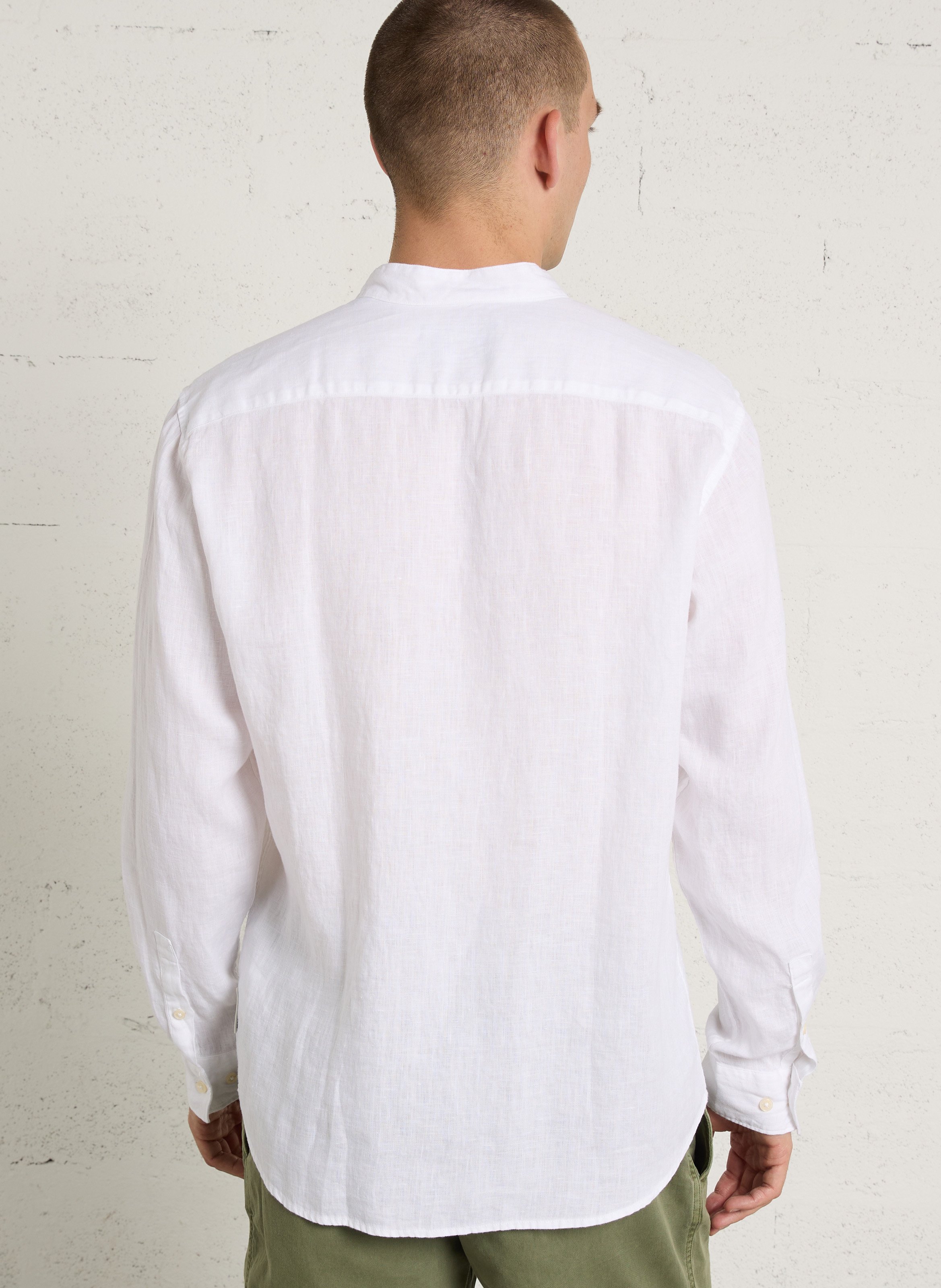 Chemise droite col mao en lin MARC O'POLO Blanc